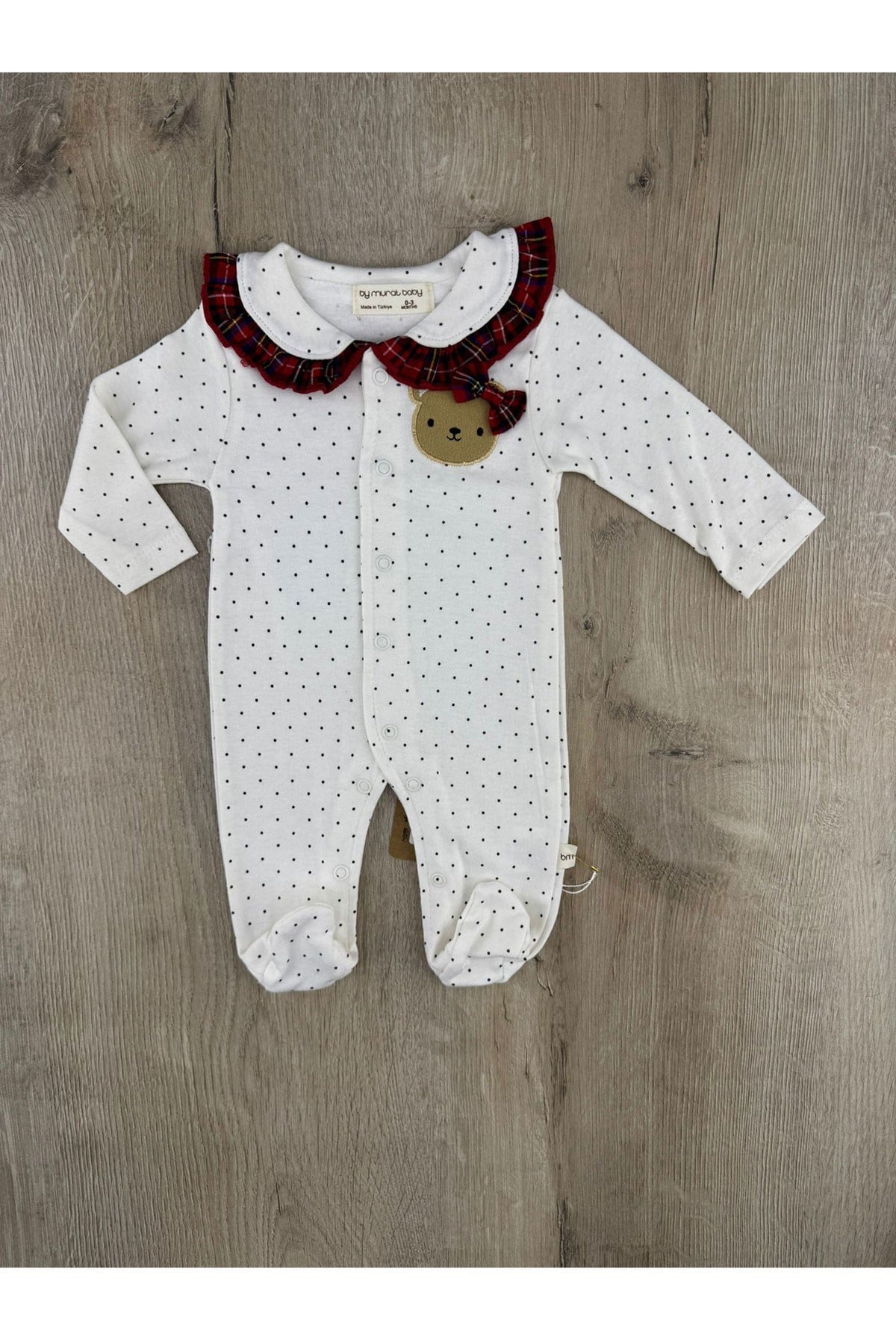 Murat Baby (0-3 Ay) Fiyonklu Ayıcık Desenli Tulum