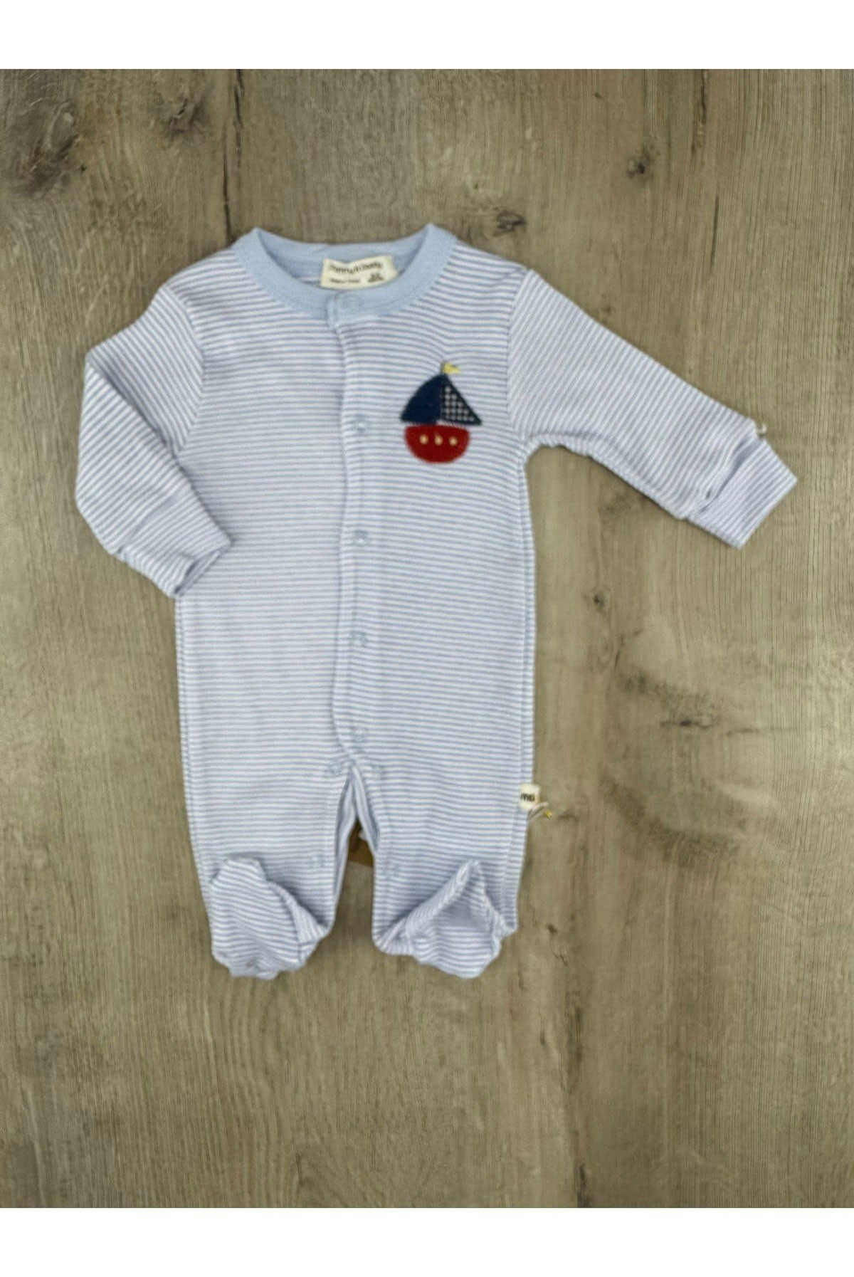 Murat Baby (0-3 Ay) Süzene Çizgili Gemi Desenli Tulum