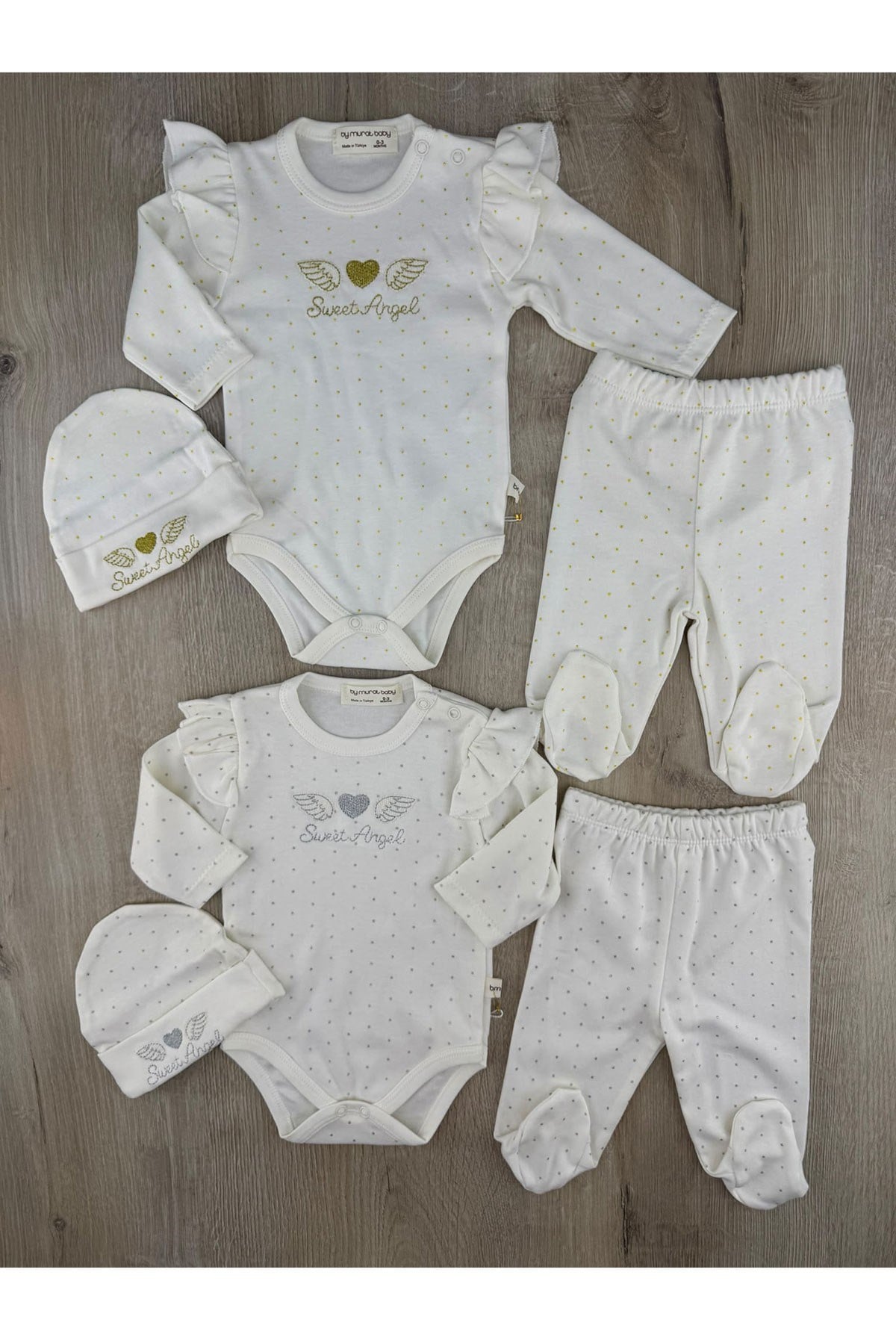 Murat Baby (0-6 Ay) 10379 Angel Kanat Desenli Çıtçıtlı Badili Takım