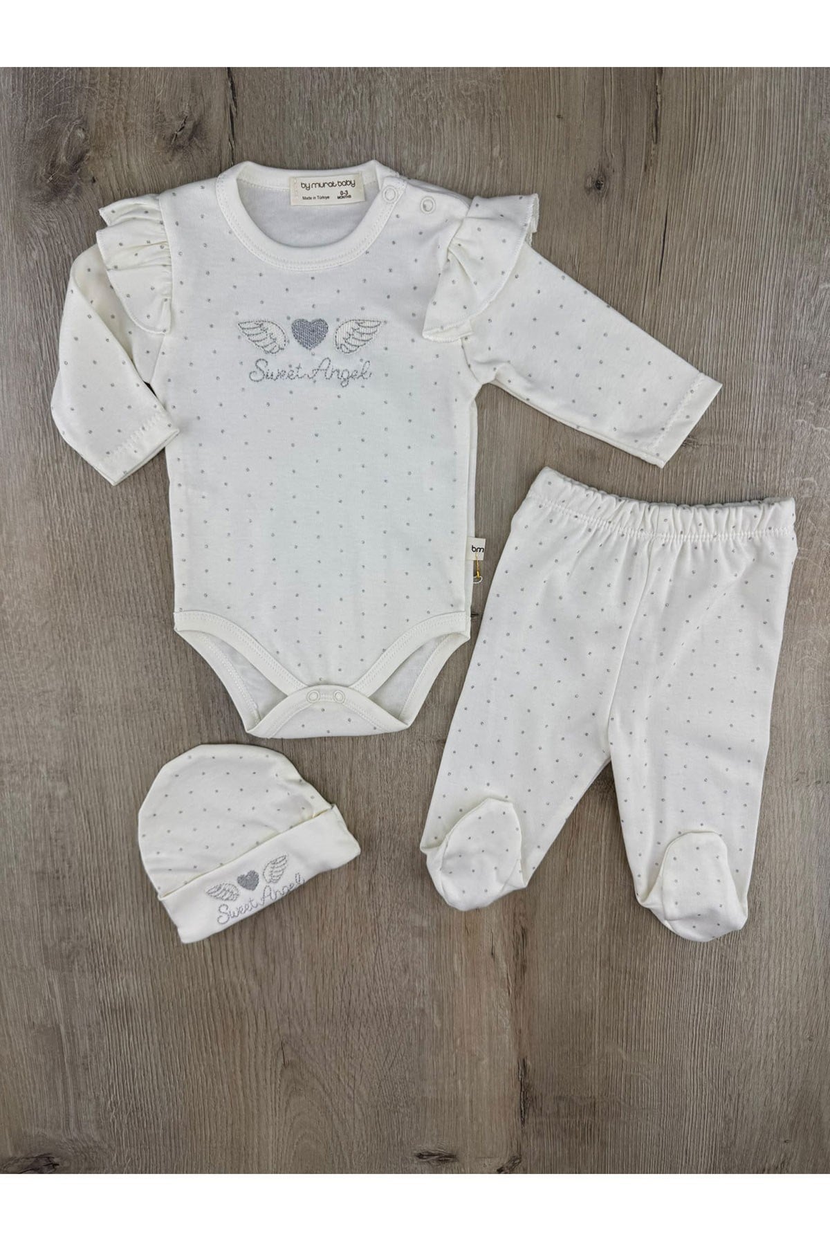 Murat Baby (0-6 Ay) 10379 Angel Kanat Desenli Çıtçıtlı Badili Takım