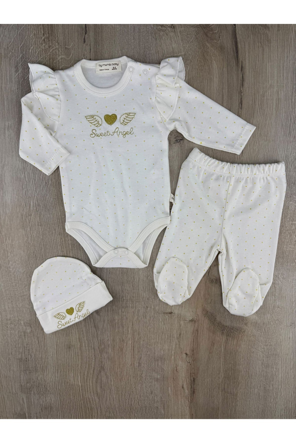 Murat Baby (0-6 Ay) 10379 Angel Kanat Desenli Çıtçıtlı Badili Takım