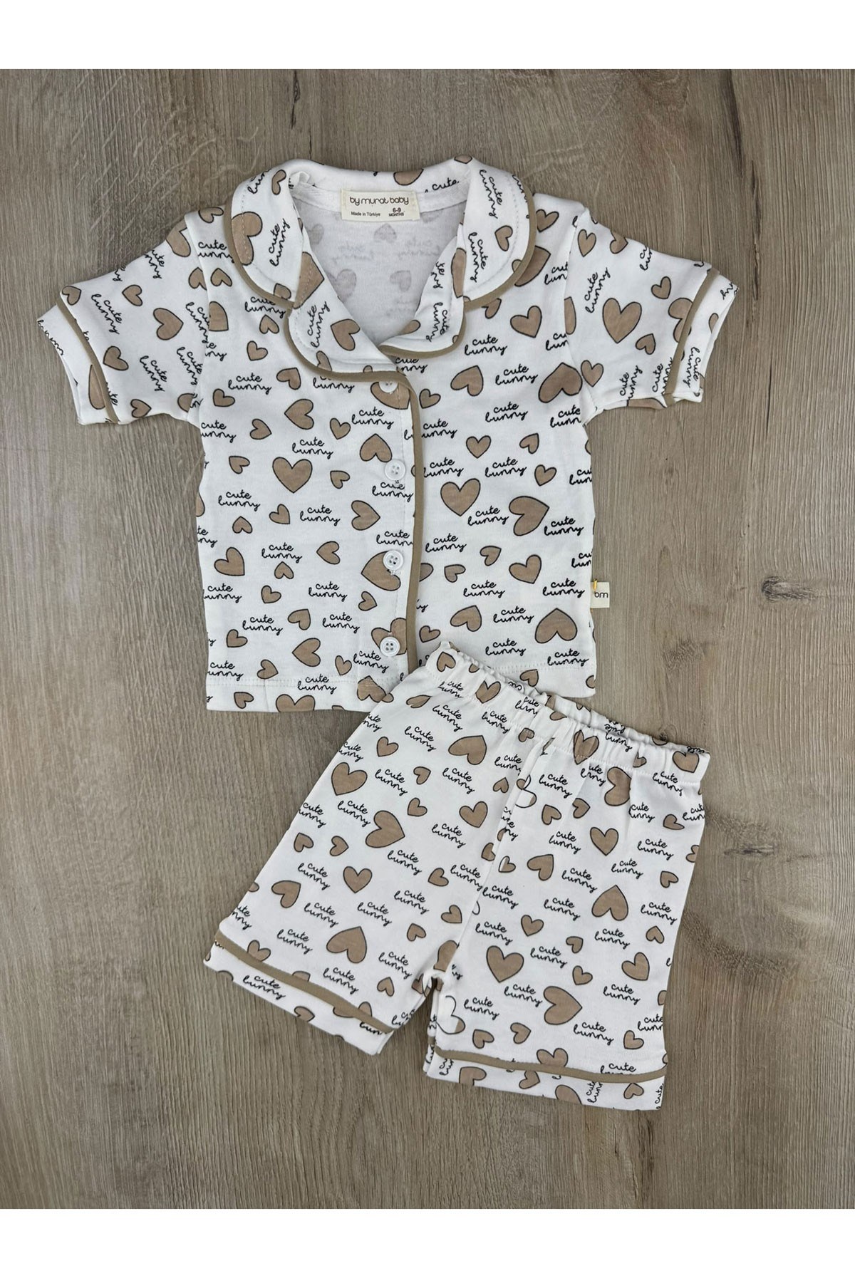 Murat Baby (6-24 Ay) Kalp Desenli Şortlu Pijama Takımı