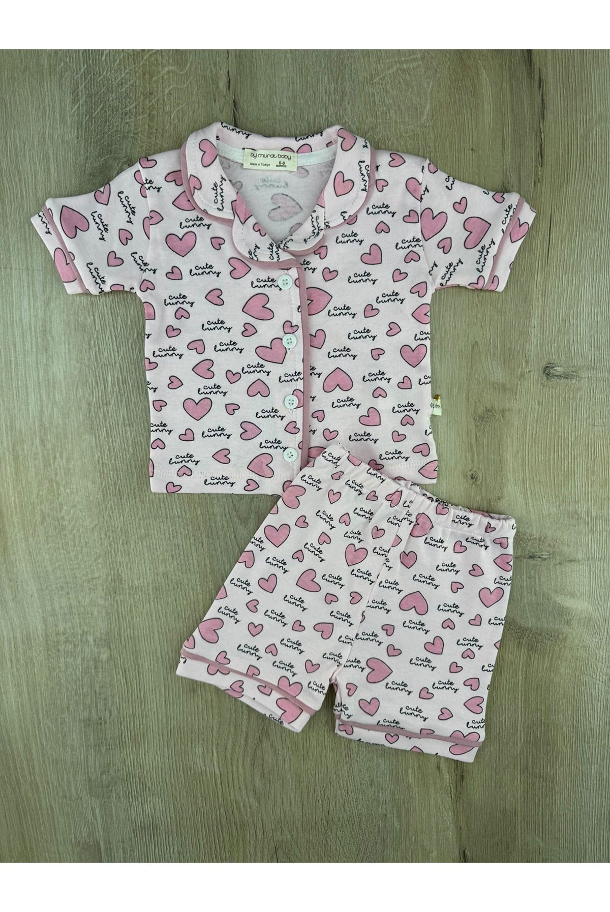 Murat Baby (6-24 Ay) Kalp Desenli Şortlu Pijama Takımı