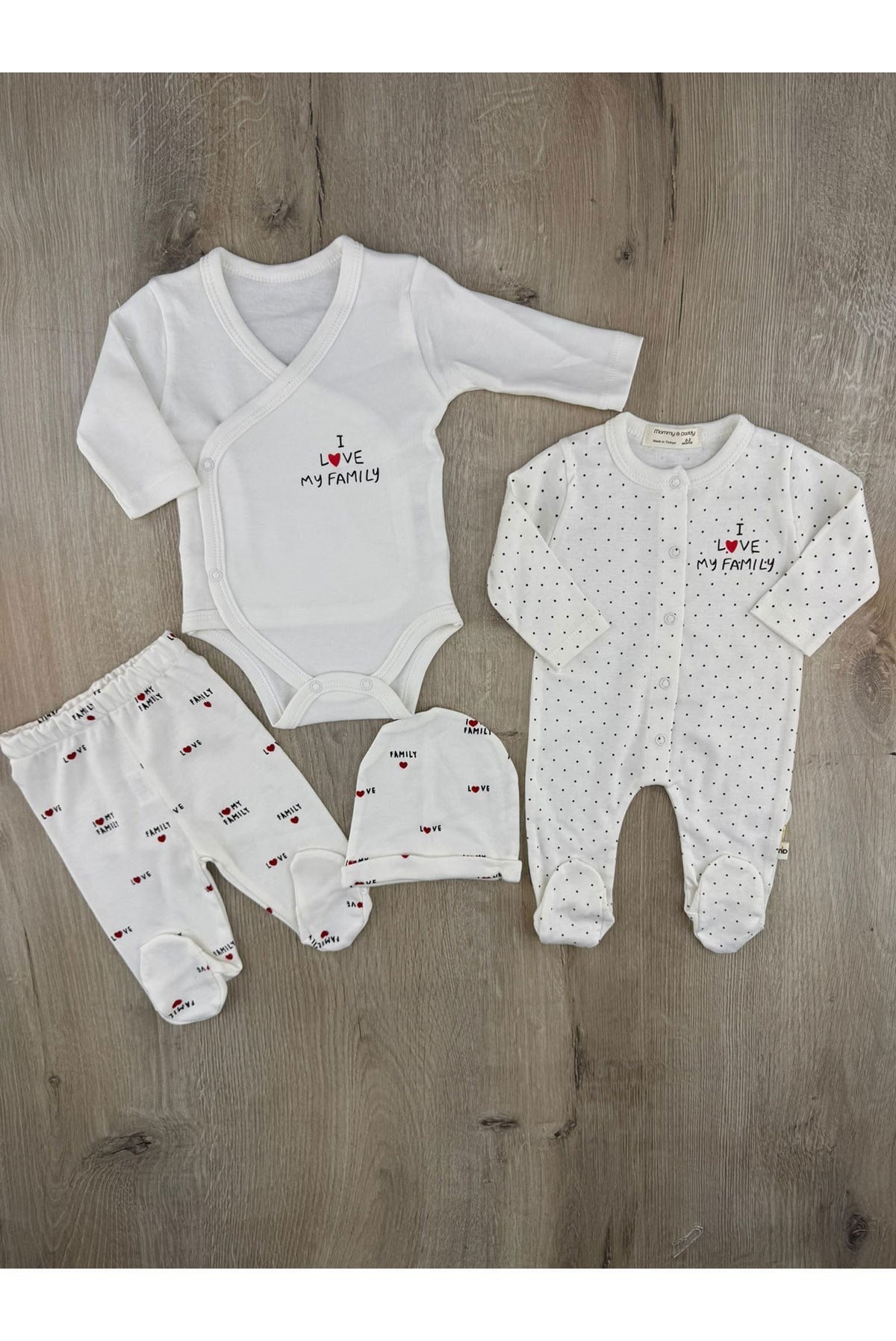Murat Baby(0-3Ay) 10724 Love Desenli Tulum&Çıtçıtlı Badili Takım