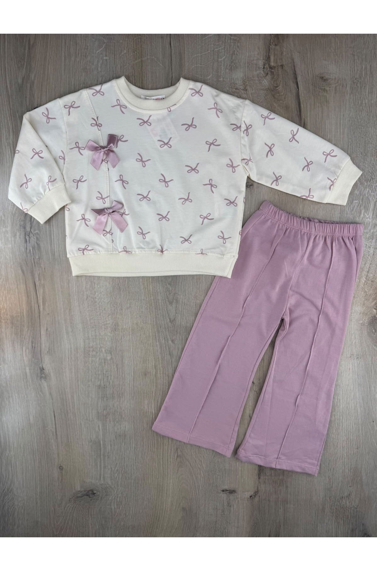 My Bella (2-5 Yaş) 269461 Çift Fiyonklu Zemini Desenli Mevsimlik Takım