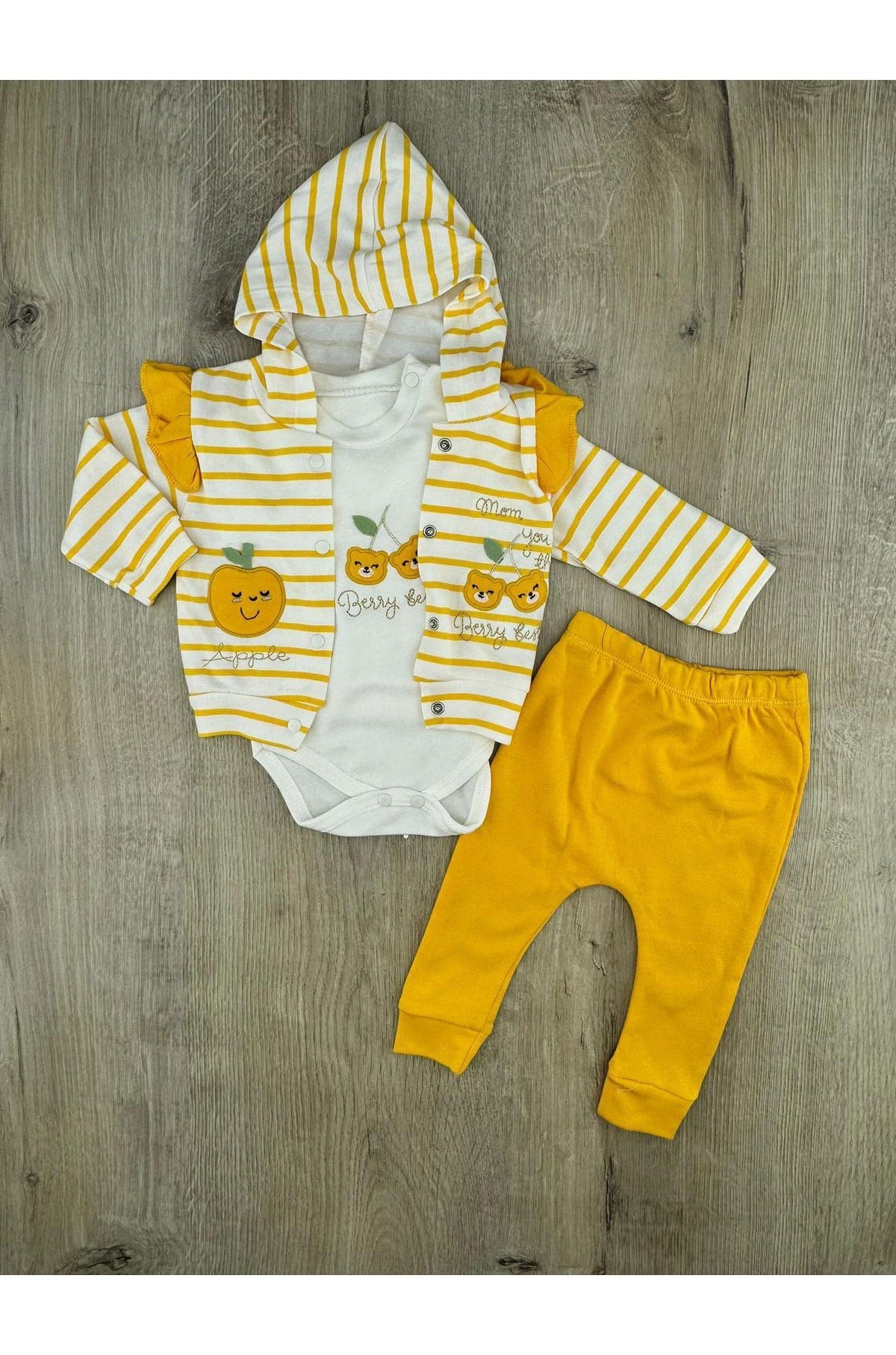 Nane Baby (3-12 Ay) Meyve Desenli Hırkalı 3Lü Takım