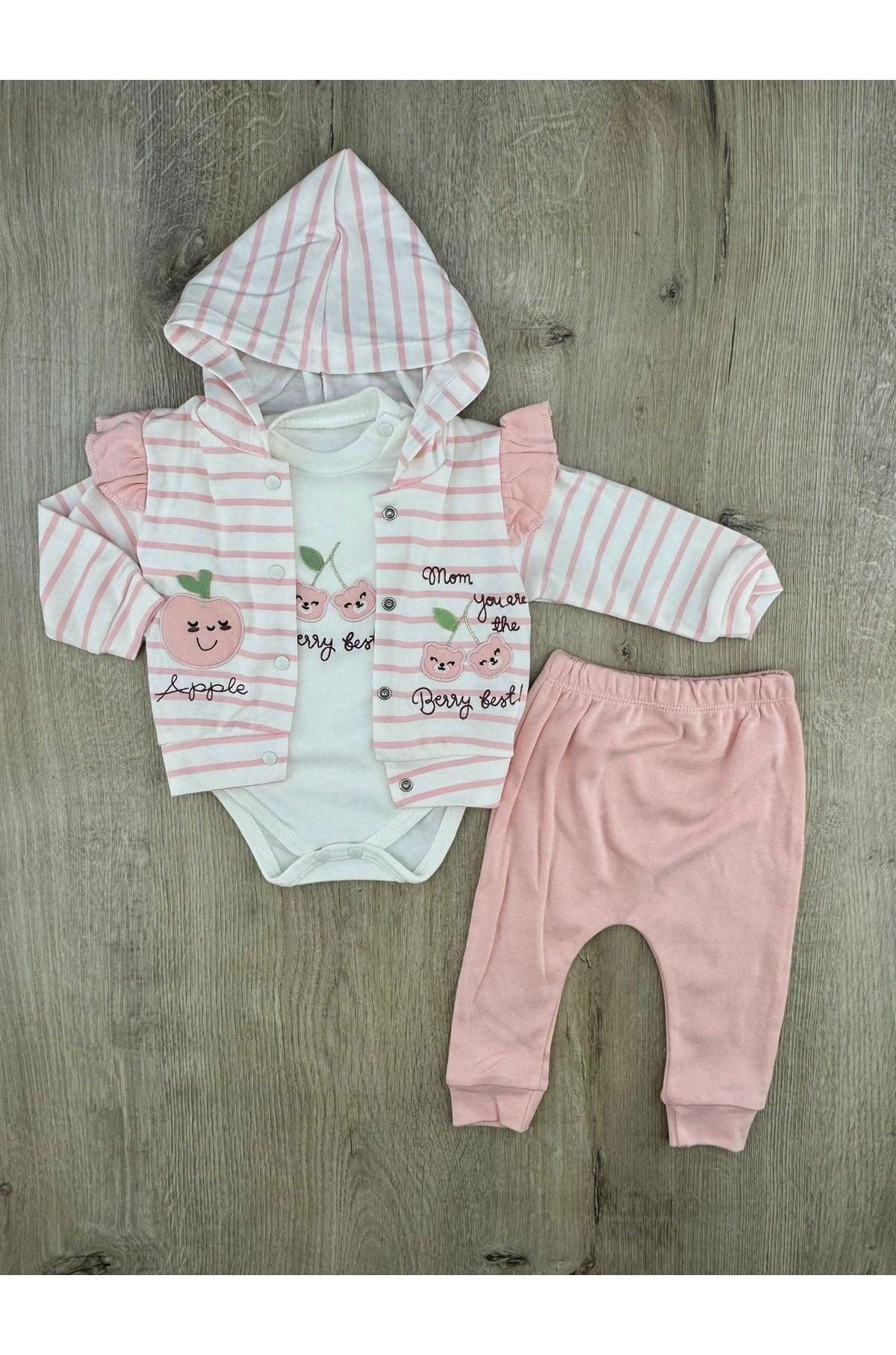 Nane Baby (3-12 Ay) Meyve Desenli Hırkalı 3Lü Takım