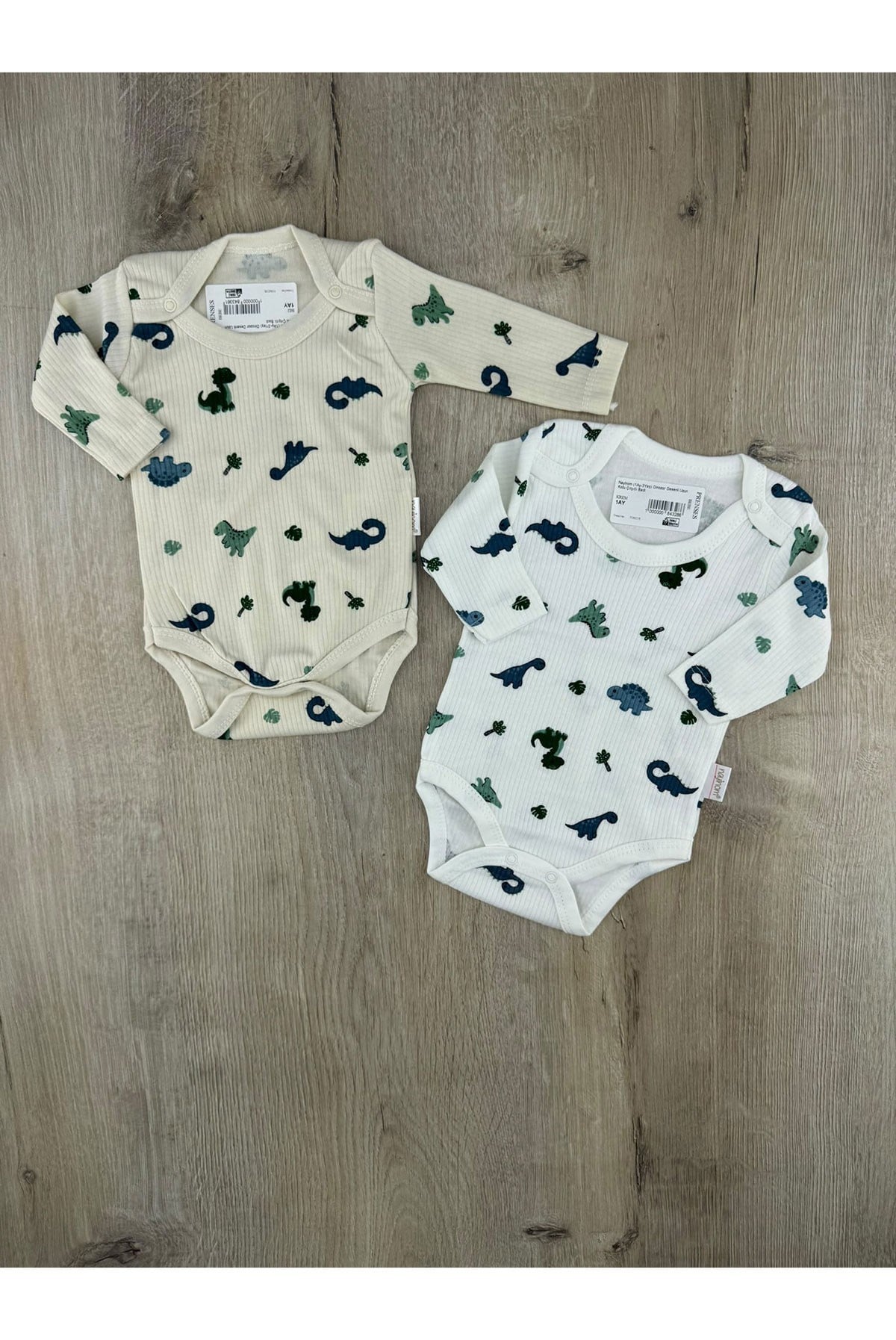 Nayinom (1Ay-3Yaş) Dinozor Desenli Uzun Kollu Çıtçıtlı Badi