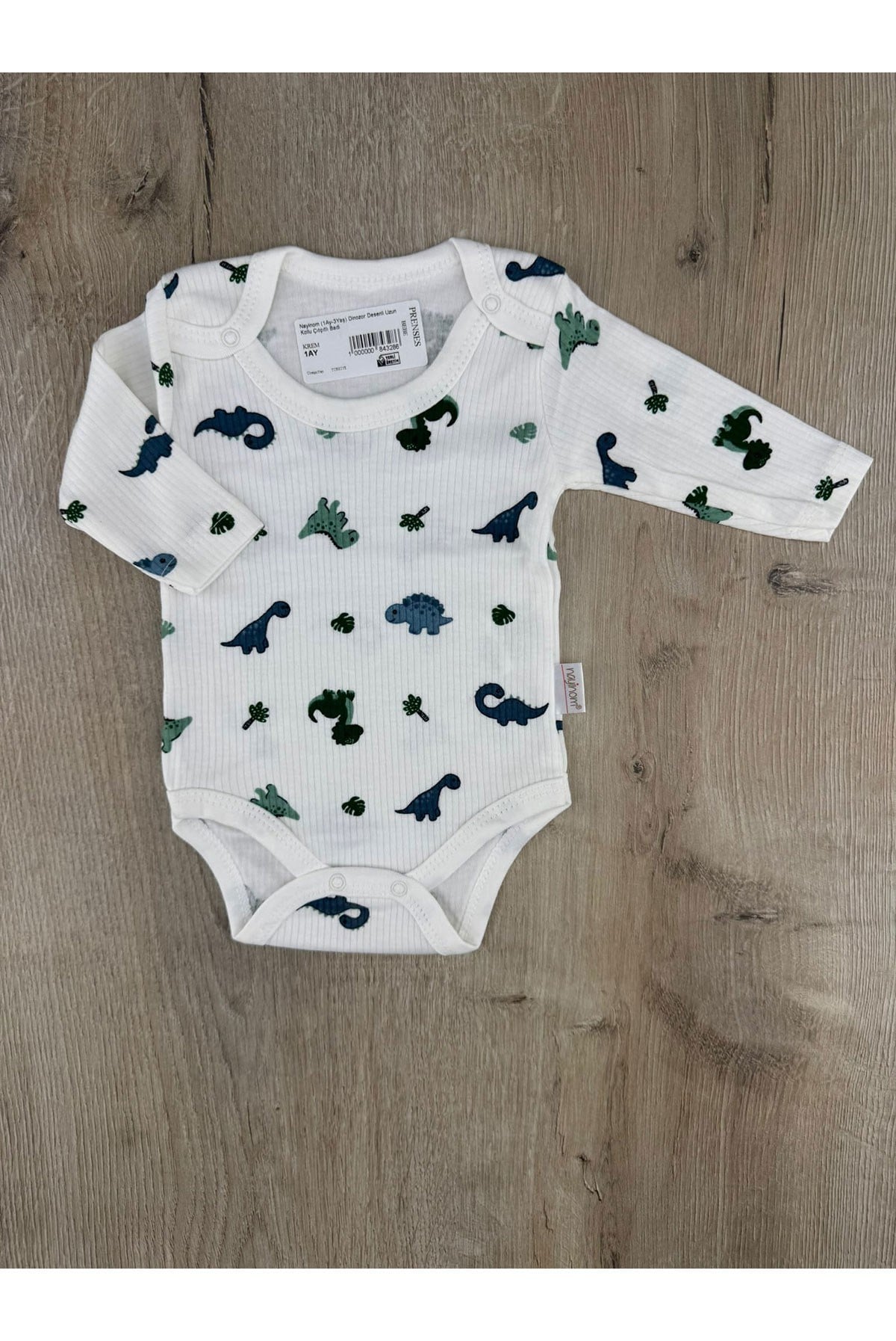 Nayinom (1Ay-3Yaş) Dinozor Desenli Uzun Kollu Çıtçıtlı Badi