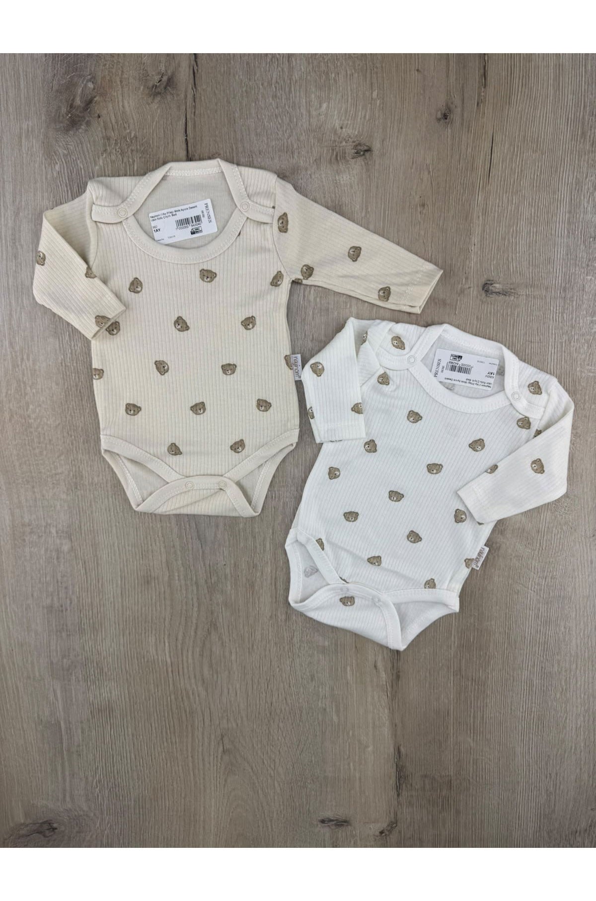 Nayinom (1Ay-3Yaş) Minik Ayıcık Desenli Uzun Kollu Çıtçıtlı Badi