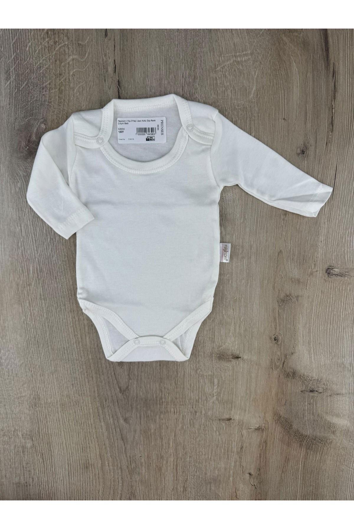 Nayinom (1Ay-3Yaş) Uzun Kollu Düz Renk Çıtçıtlı Badi