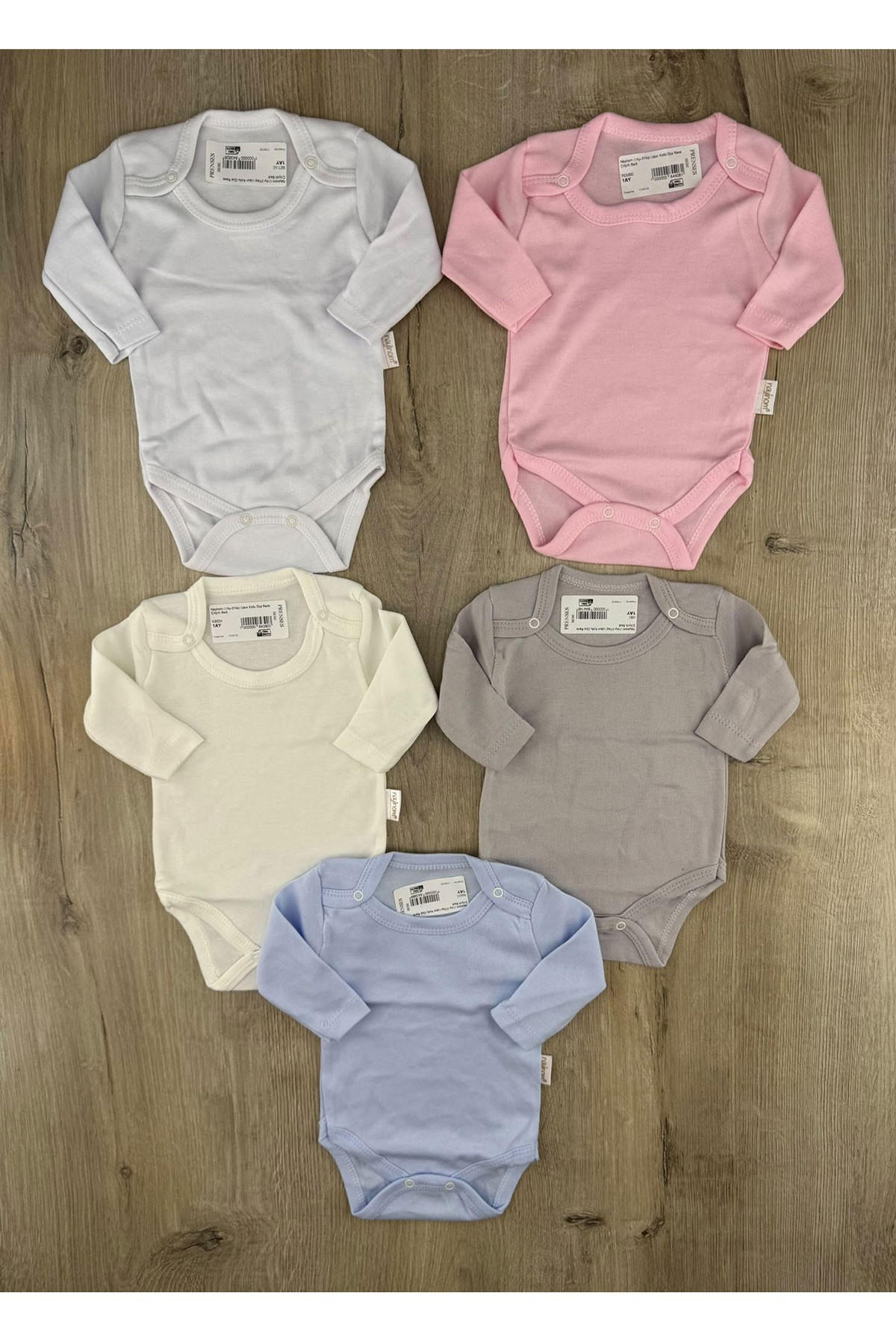 Nayinom (1Ay-3Yaş) Uzun Kollu Düz Renk Çıtçıtlı Badi