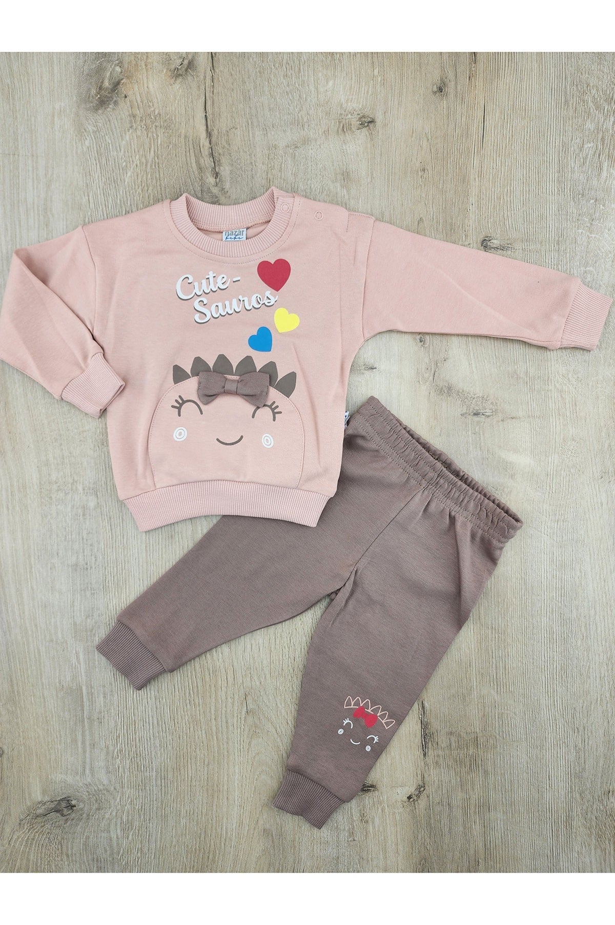 Nazar Bebe 25748 (9-24 Ay) Cute Sauros Desenli Mevsimlik Takım