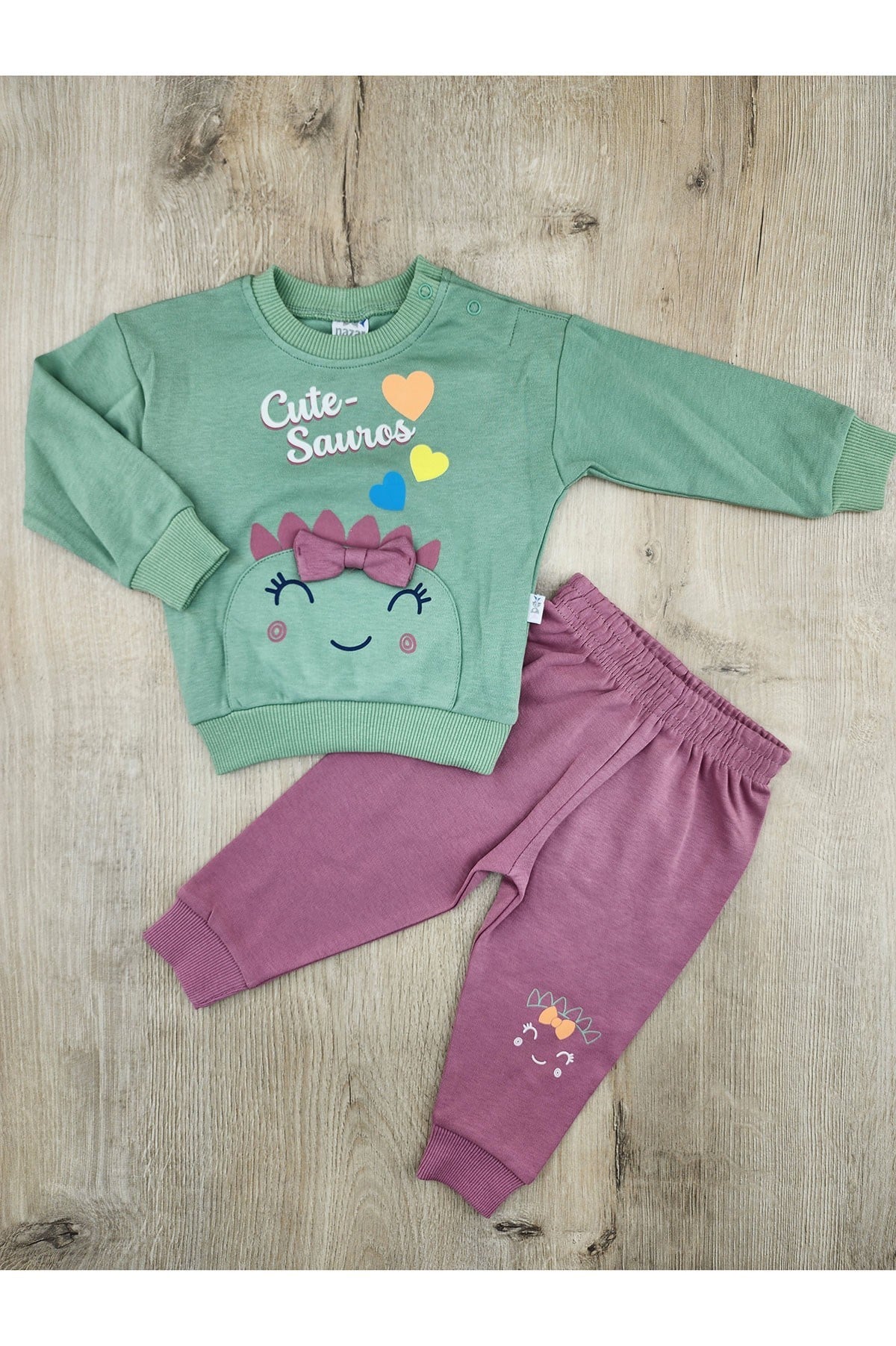 Nazar Bebe 25748 (9-24 Ay) Cute Sauros Desenli Mevsimlik Takım
