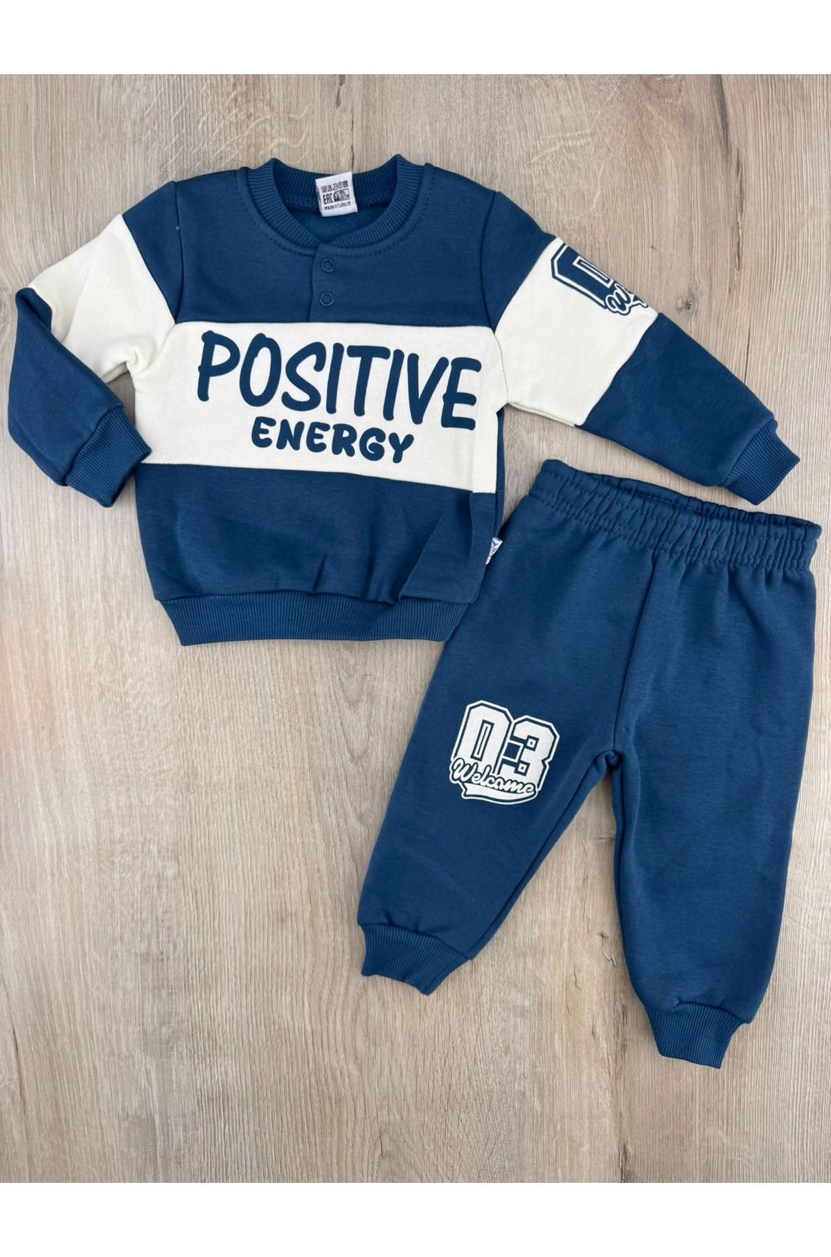 Nazar Bebe 26472 (9-24 Ay) Positive Desenli 3ip Şardonlu Takım