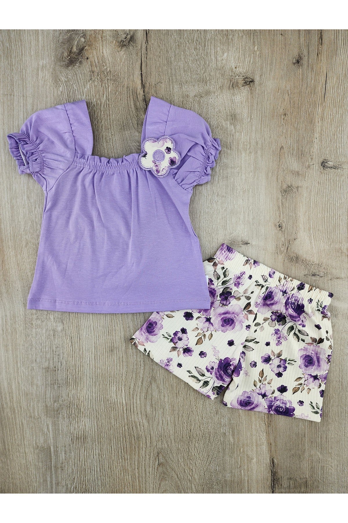 Nazar Bebe 26484 (9-24 Ay) Papatya Aplikeli Şortlu Takım
