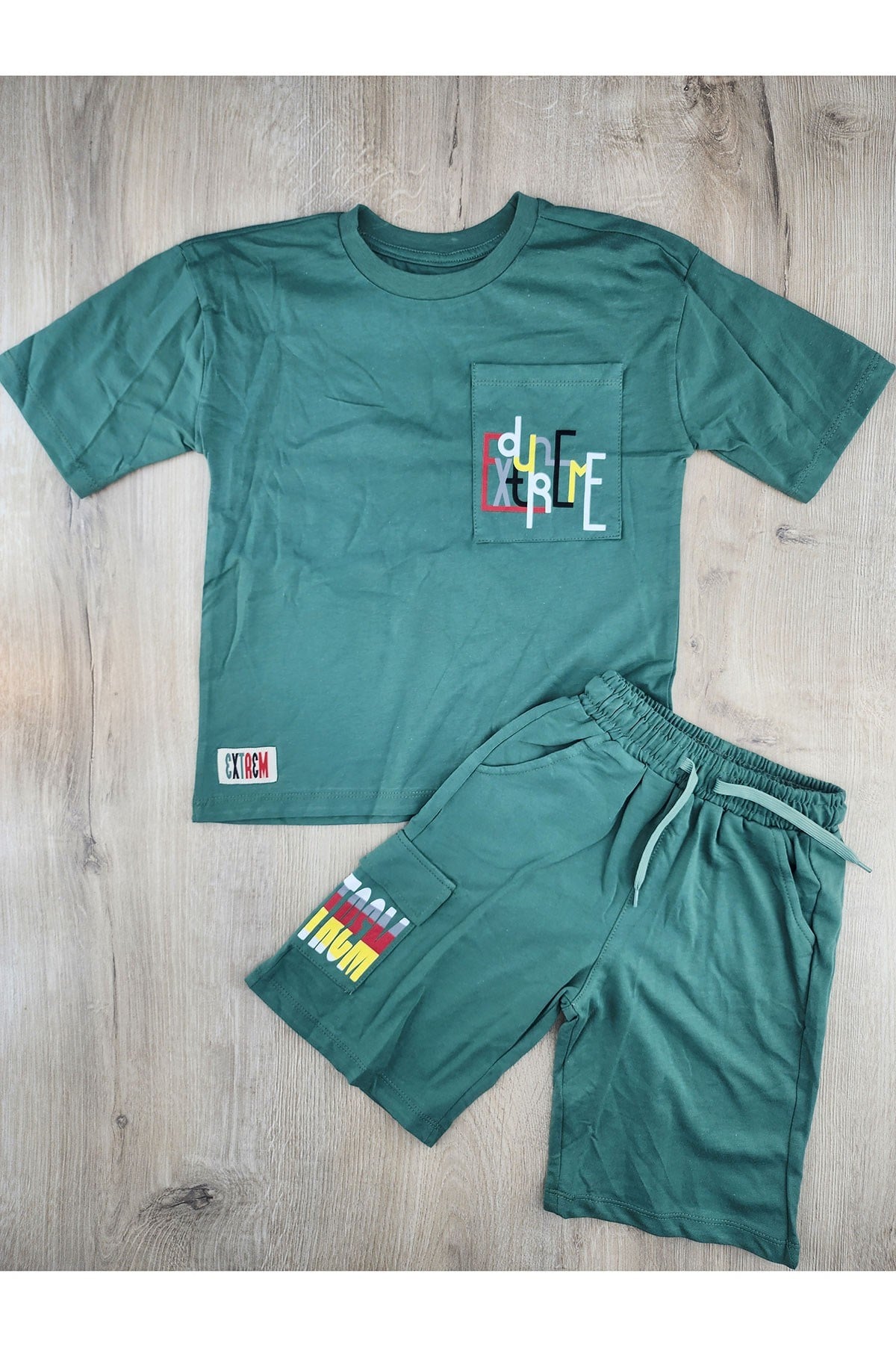Nazar Bebe 26548 (7-10 Yaş) Extreme Desenli Cepli Şortlu Takım