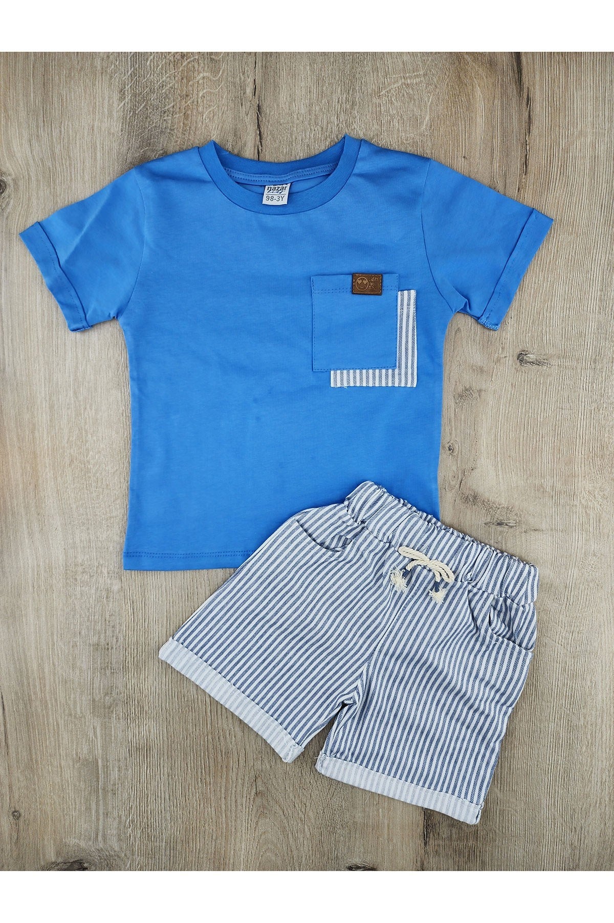 Nazar Bebe 26557 (3-6 Yaş) Cepli Dokuma Şortlu Takım