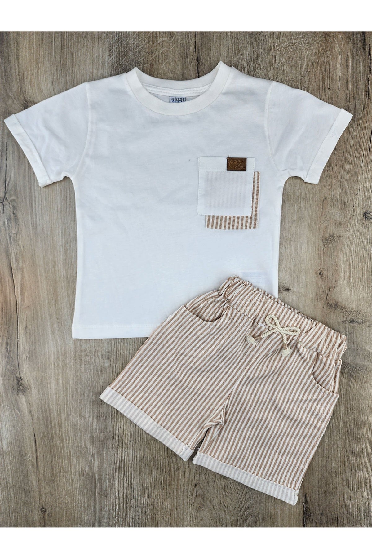 Nazar Bebe 26557 (3-6 Yaş) Cepli Dokuma Şortlu Takım