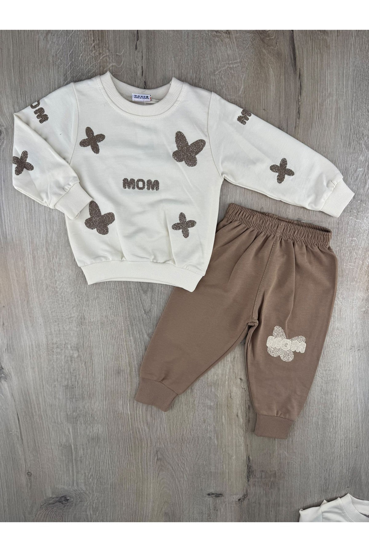 Nazar Bebe 26693 (1-4 Yaş) Kelebek Mom Desenli Mevsimlik Takım
