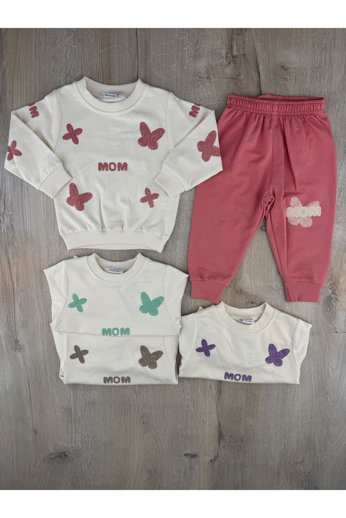 Nazar Bebe 26693 (1-4 Yaş) Kelebek Mom Desenli Mevsimlik Takım