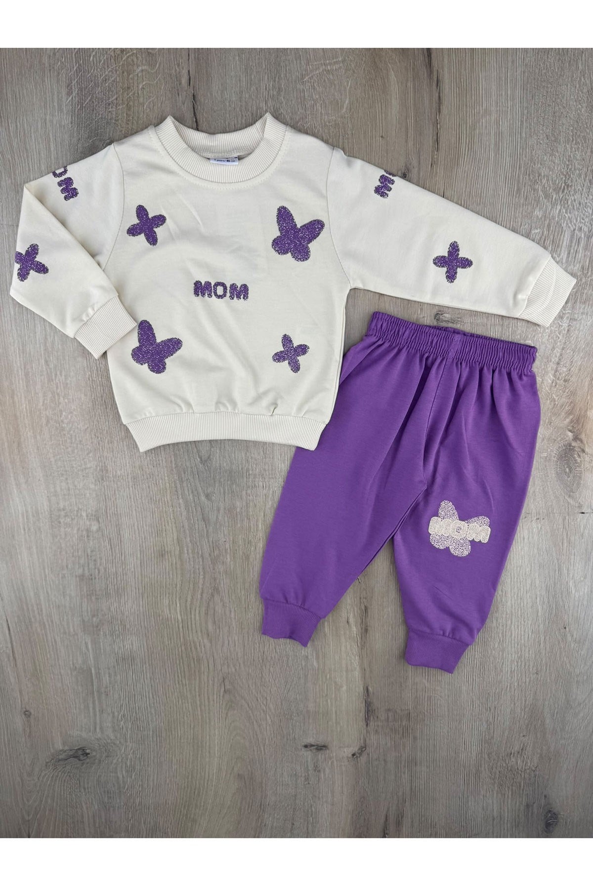 Nazar Bebe 26693 (1-4 Yaş) Kelebek Mom Desenli Mevsimlik Takım