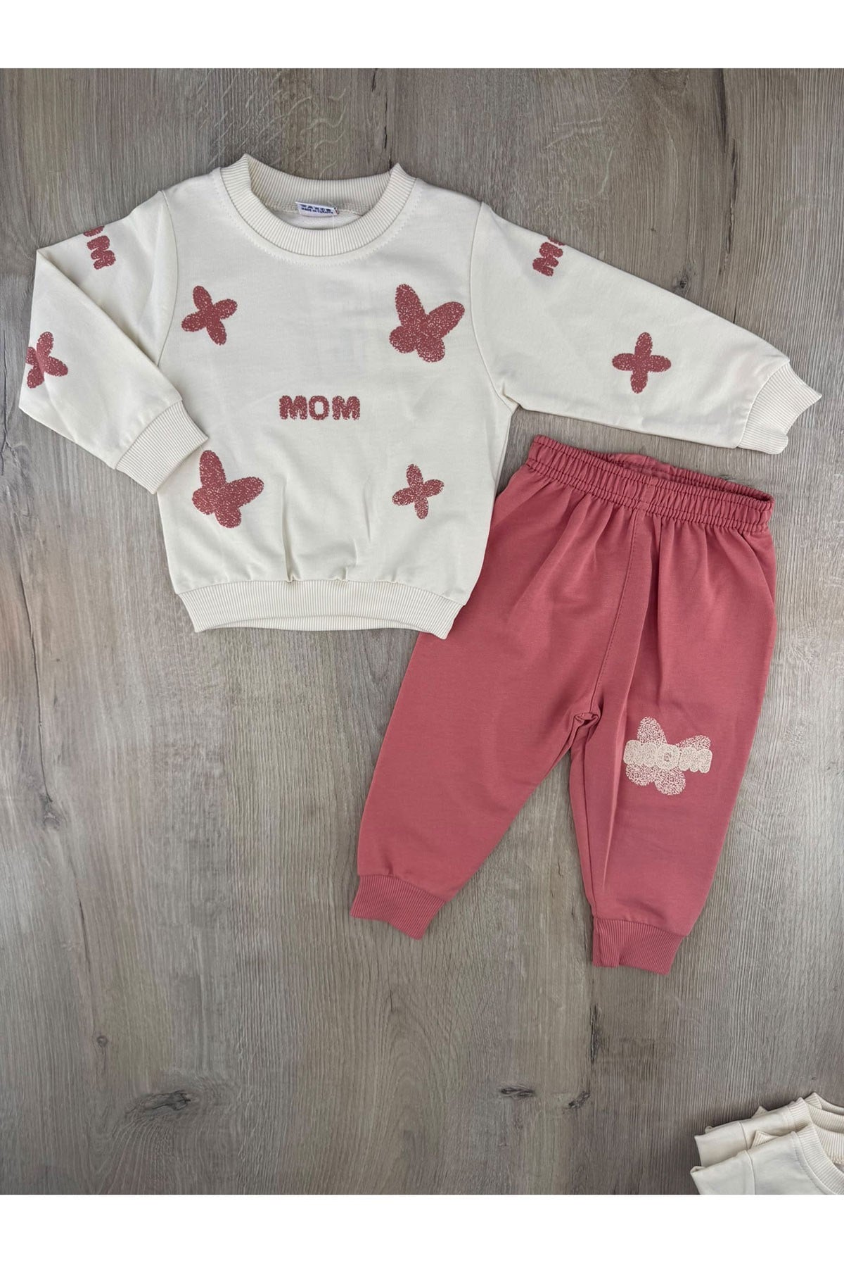 Nazar Bebe 26693 (1-4 Yaş) Kelebek Mom Desenli Mevsimlik Takım