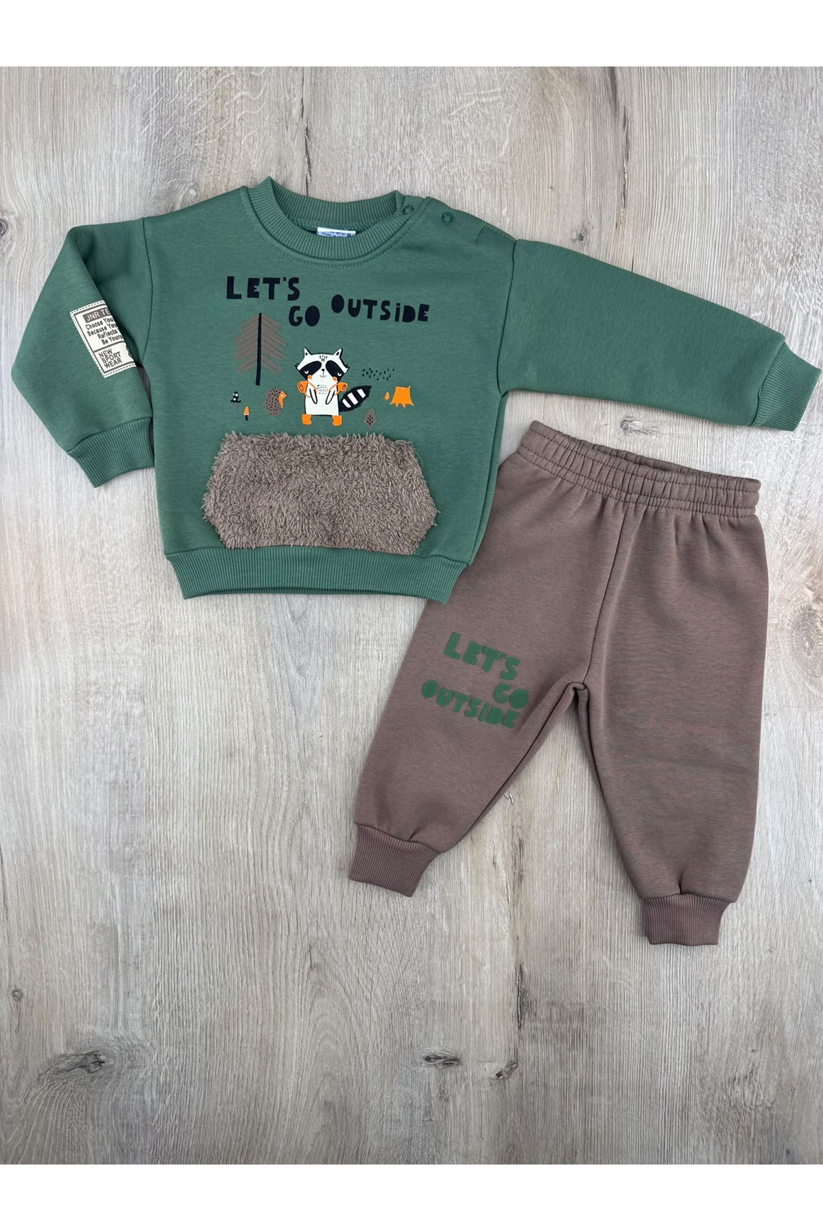 Nazar Bebe 26921 (9-24 Ay) Lets Go Desenl Önü Cepli 3ip Şardonlu Takım