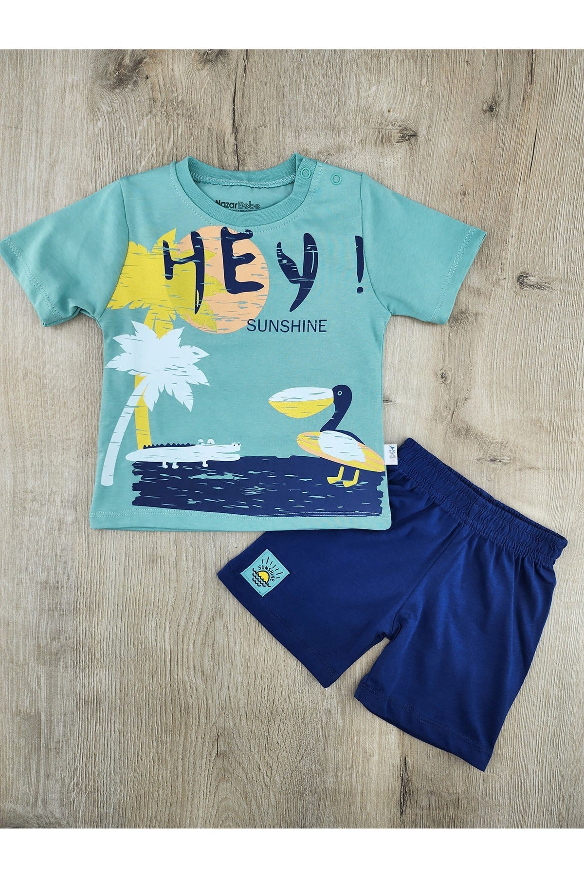 Nazar Bebe (9-24 Ay) 25223 Hey Sunshine Desenli Şortlu Takım