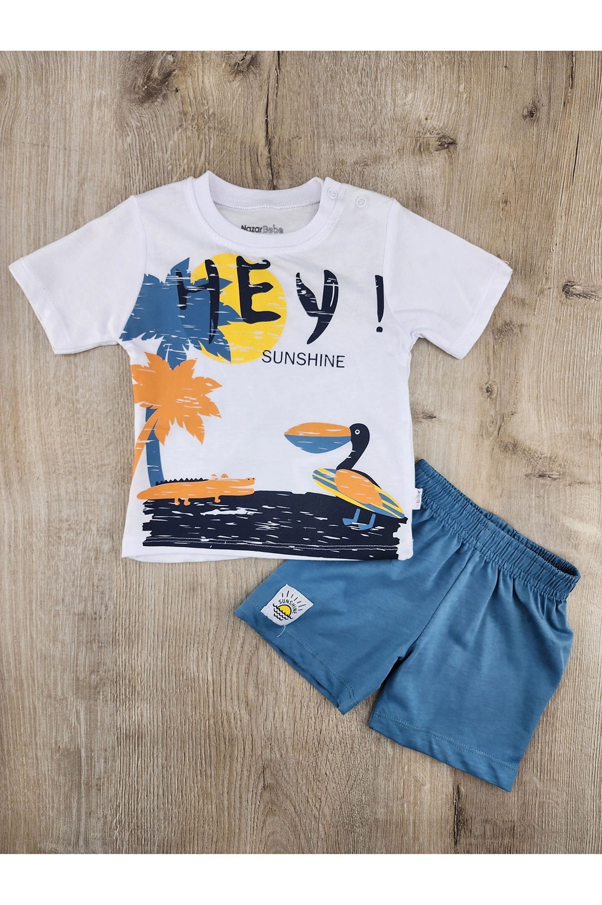 Nazar Bebe (9-24 Ay) 25223 Hey Sunshine Desenli Şortlu Takım