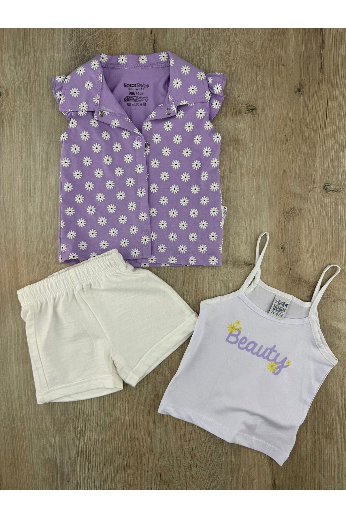 Nazar Bebe (9-24 Ay) 26335 Papatya Deseni Badili 3Lü Takım