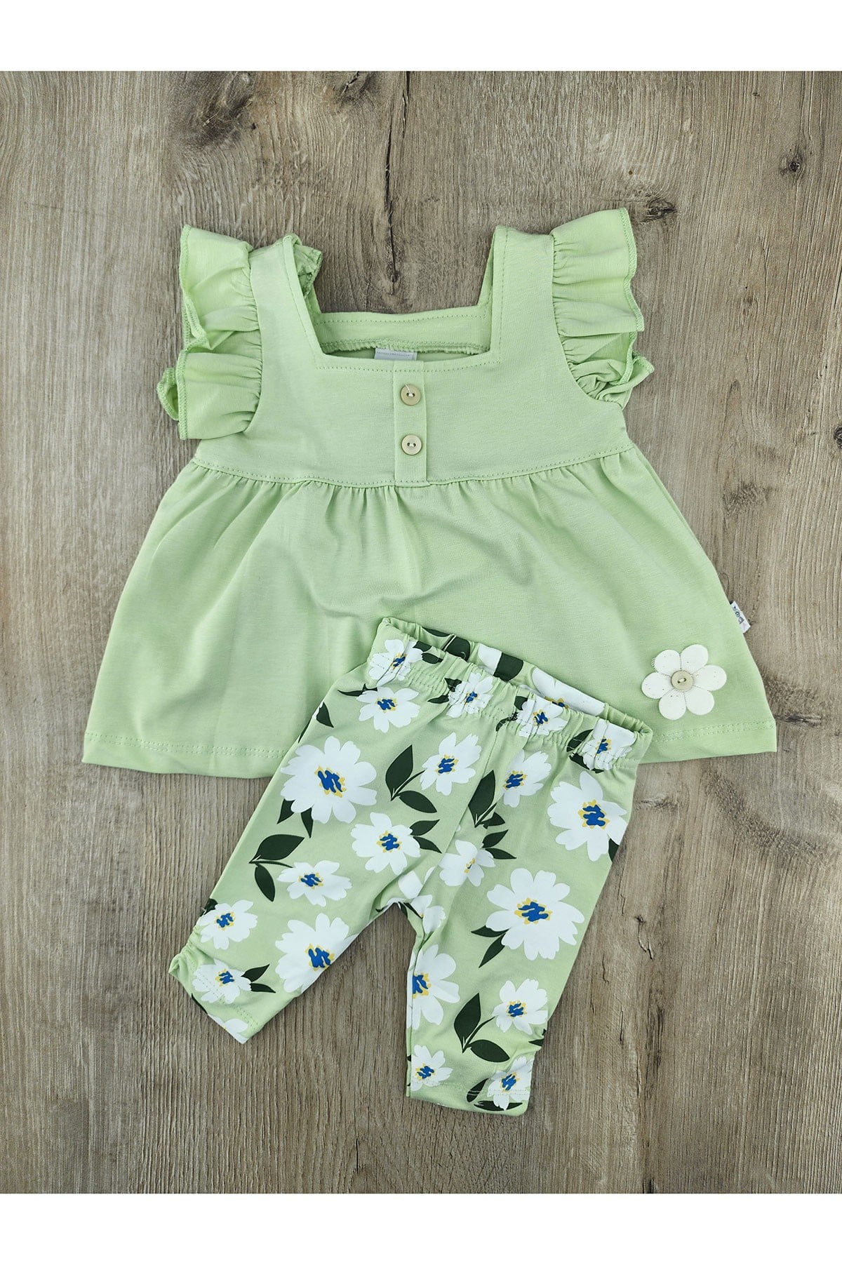 Nazar Bebe (9-24 Ay) 26437 Düğmeli Çiçekli Takım