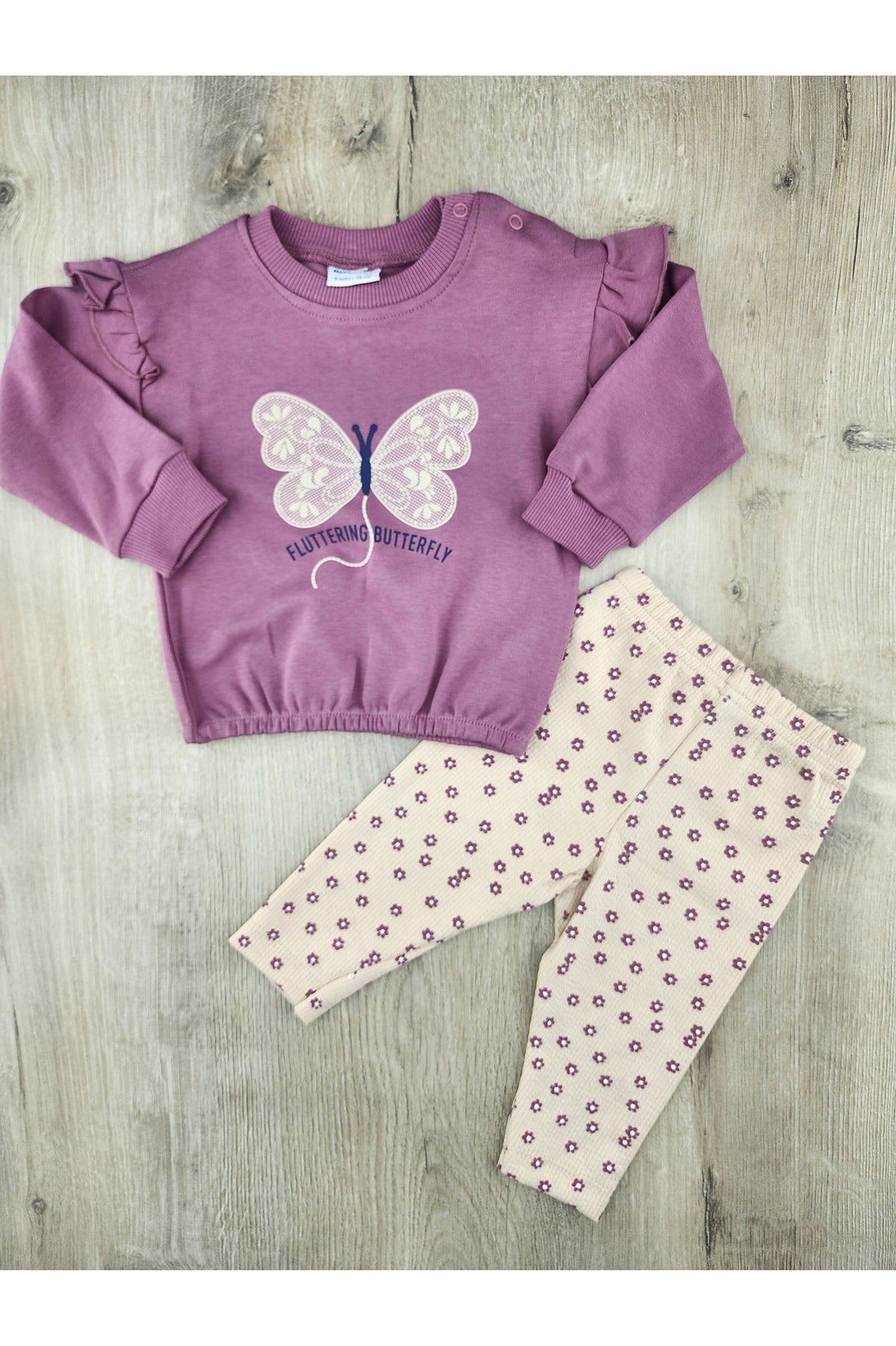 Nazar Bebe (9-24 Ay) 26724  Kelebek Desenli Taytlı Mevsimlik Takım
