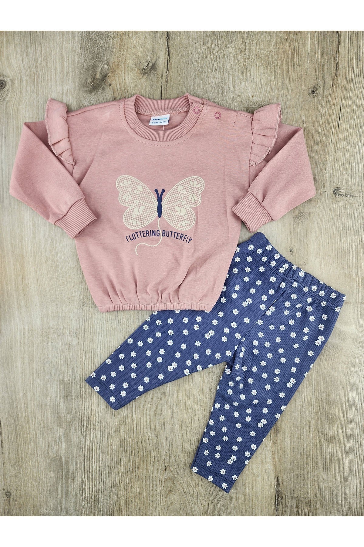 Nazar Bebe (9-24 Ay) 26724  Kelebek Desenli Taytlı Mevsimlik Takım