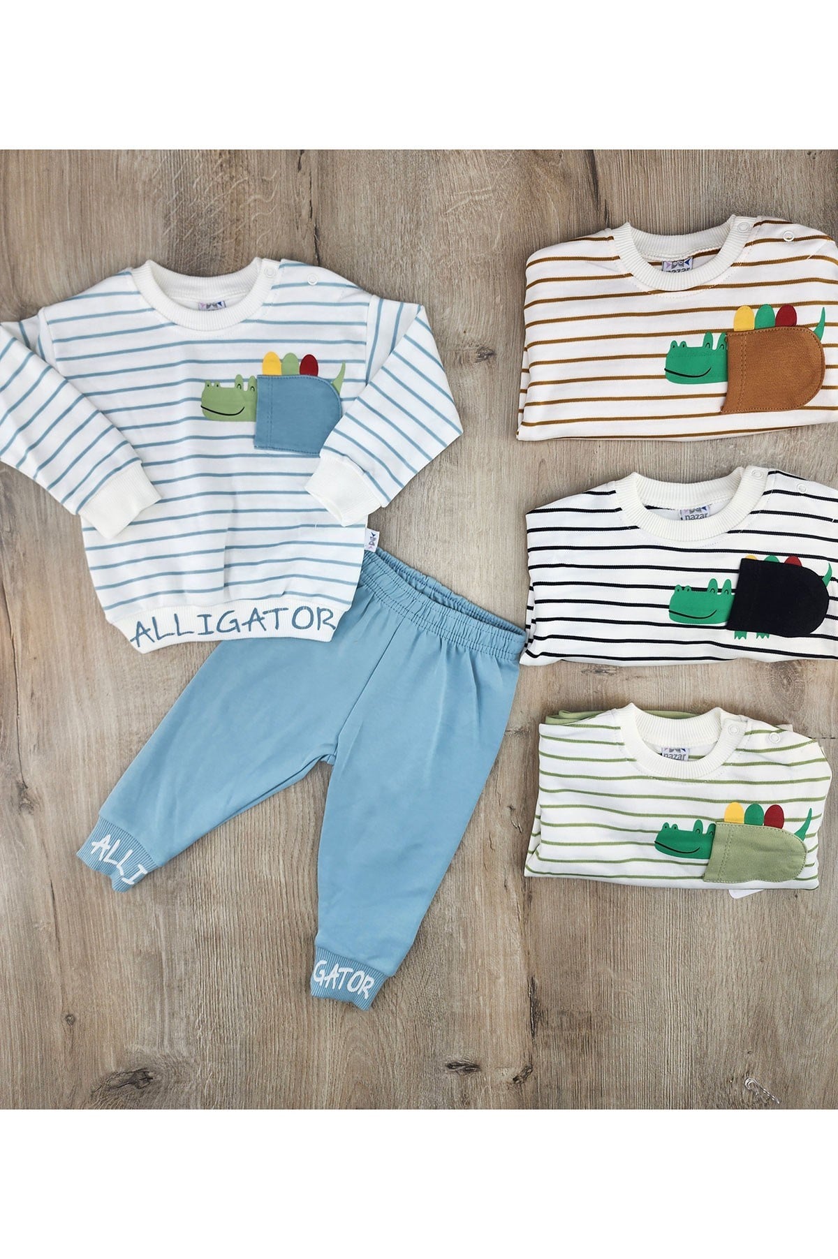Nazar Bebe (9-24 Ay) 26818 Sevimli Tİmsah Desenli Mevsimlik Takım