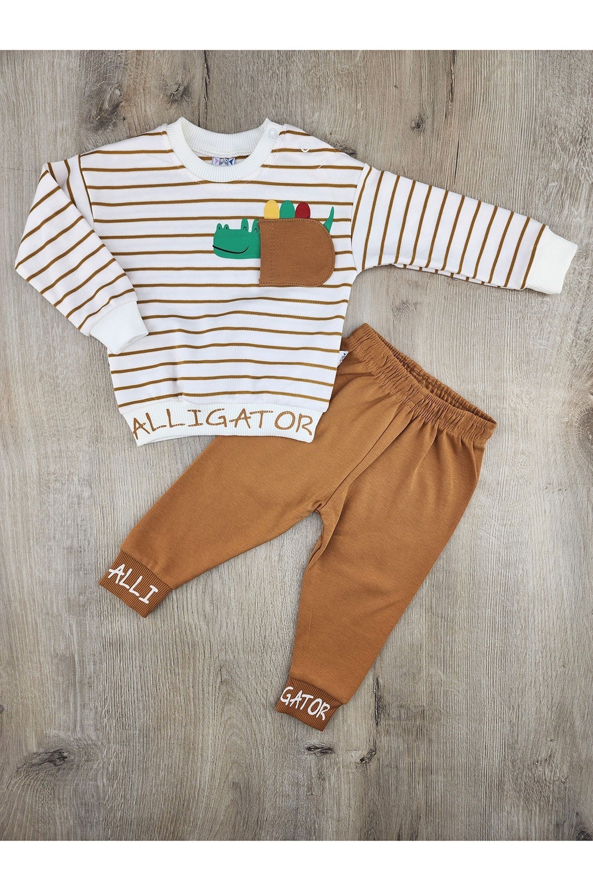 Nazar Bebe (9-24 Ay) 26818 Sevimli Tİmsah Desenli Mevsimlik Takım