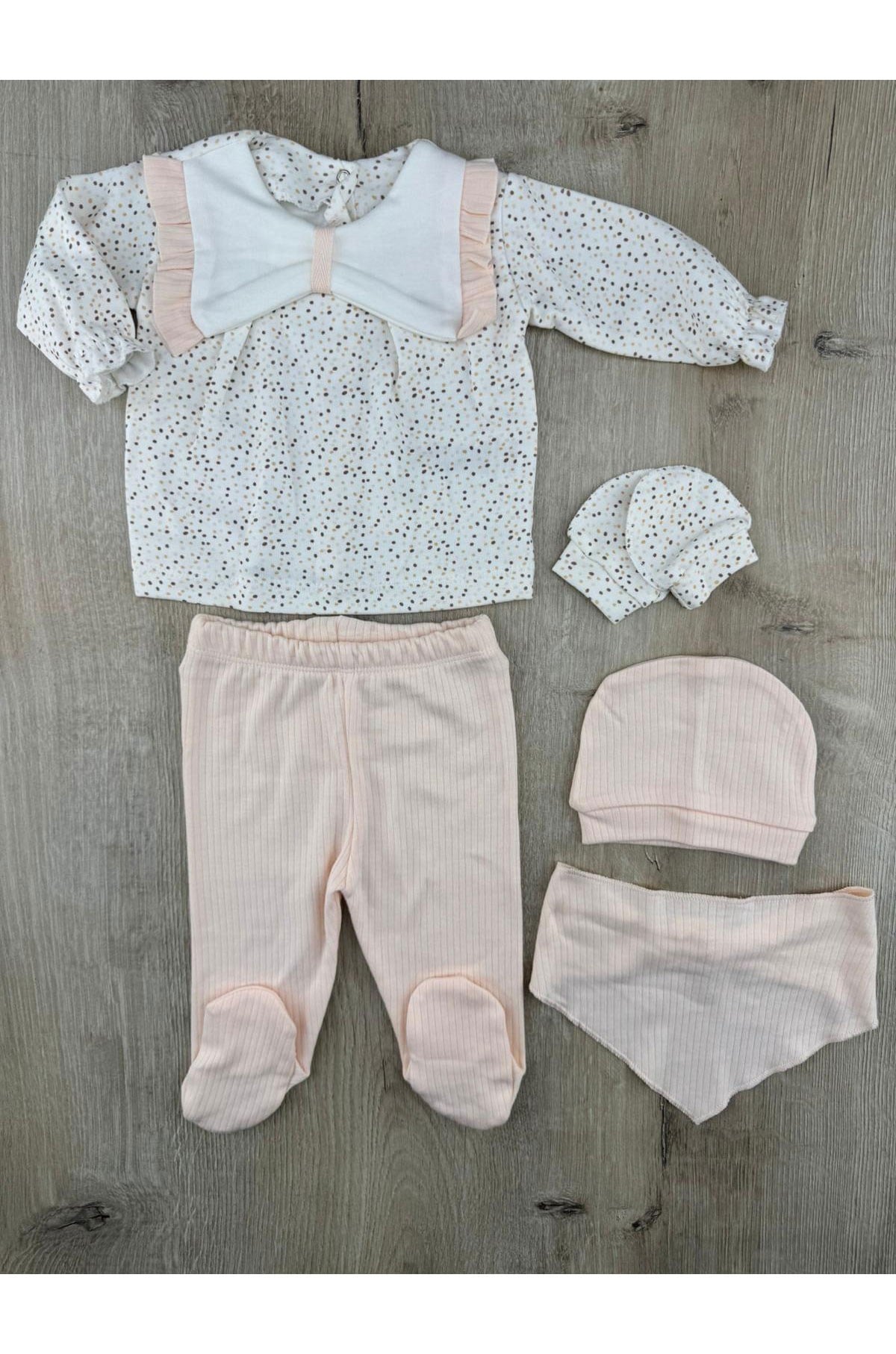 Nono Baby (0-3 Ay) Yaka Fiyonklu 5Li Zıbın Takımı