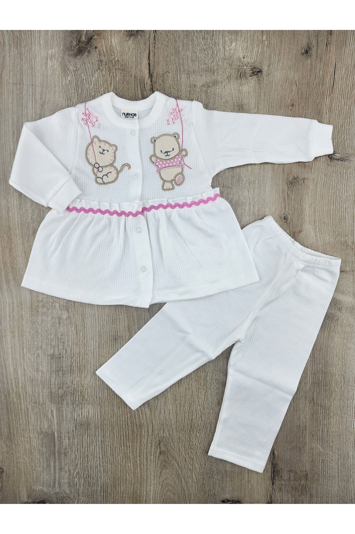 Nurhas (0-6 Ay) 5044 Kedi Ayıcık Desenli Takım