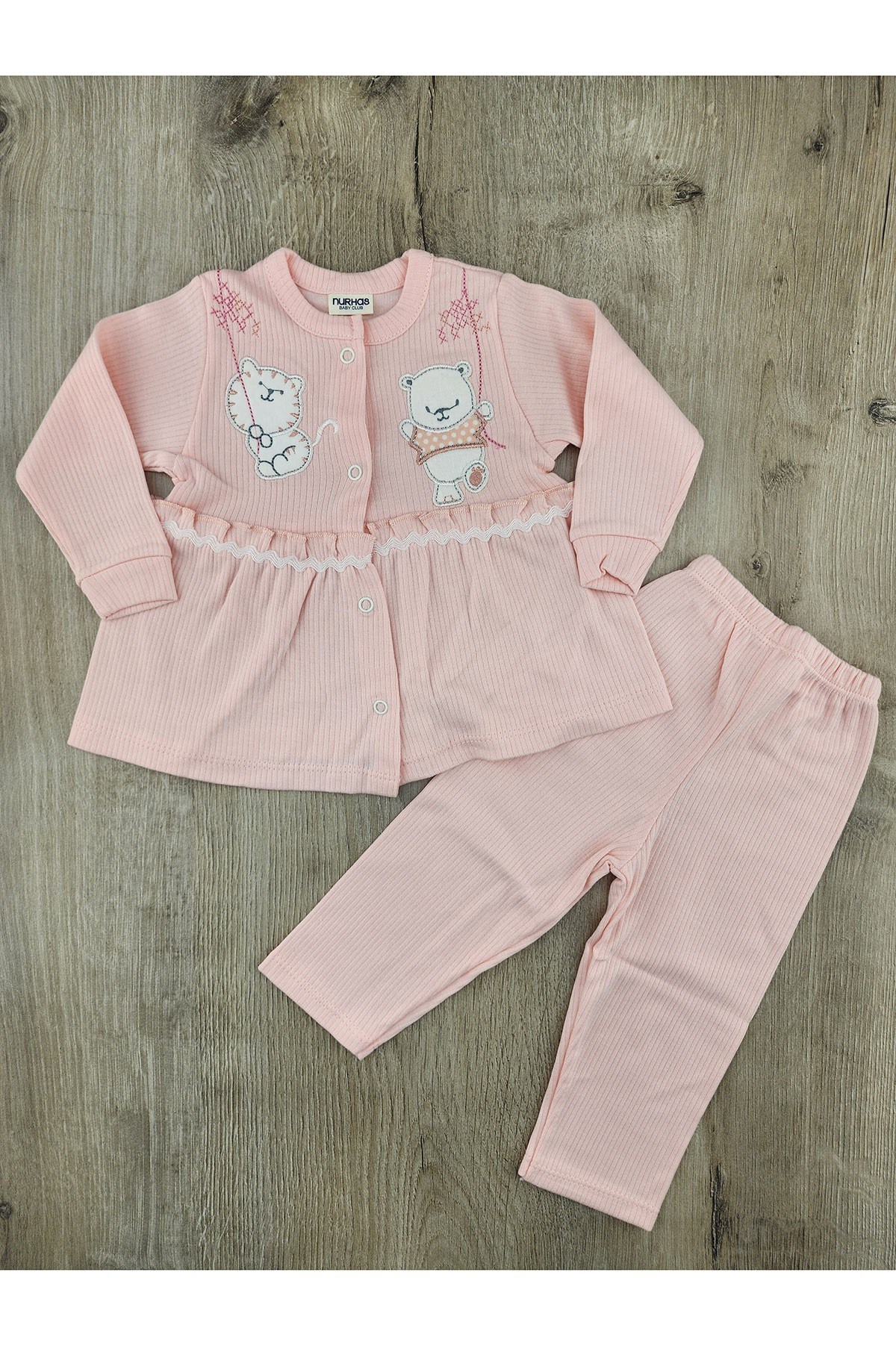 Nurhas (0-6 Ay) 5044 Kedi Ayıcık Desenli Takım