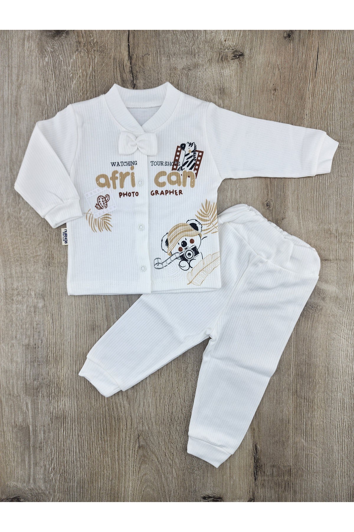 Nurhas (0-6 Ay) 6024 Zebra Ayıcık Desenli Papyonlu Takım