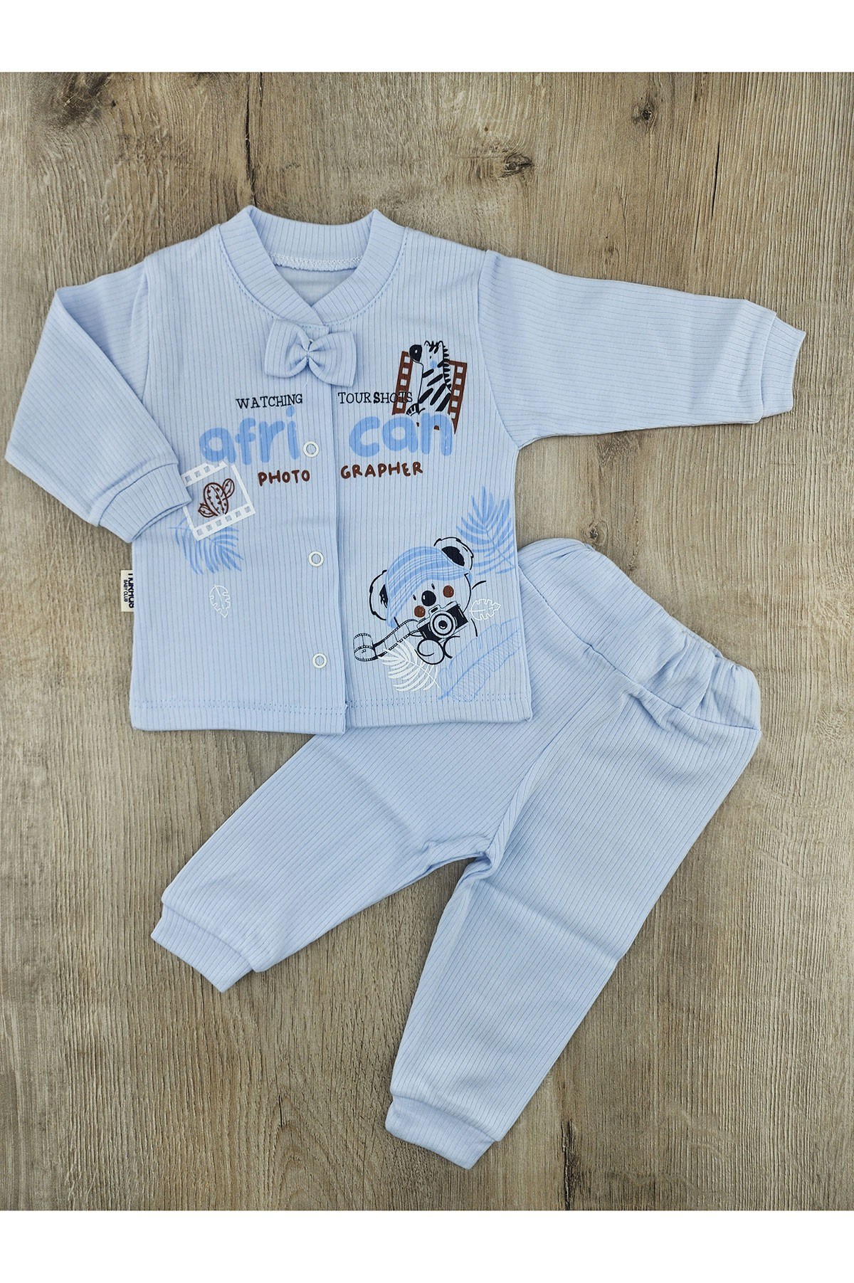 Nurhas (0-6 Ay) 6024 Zebra Ayıcık Desenli Papyonlu Takım