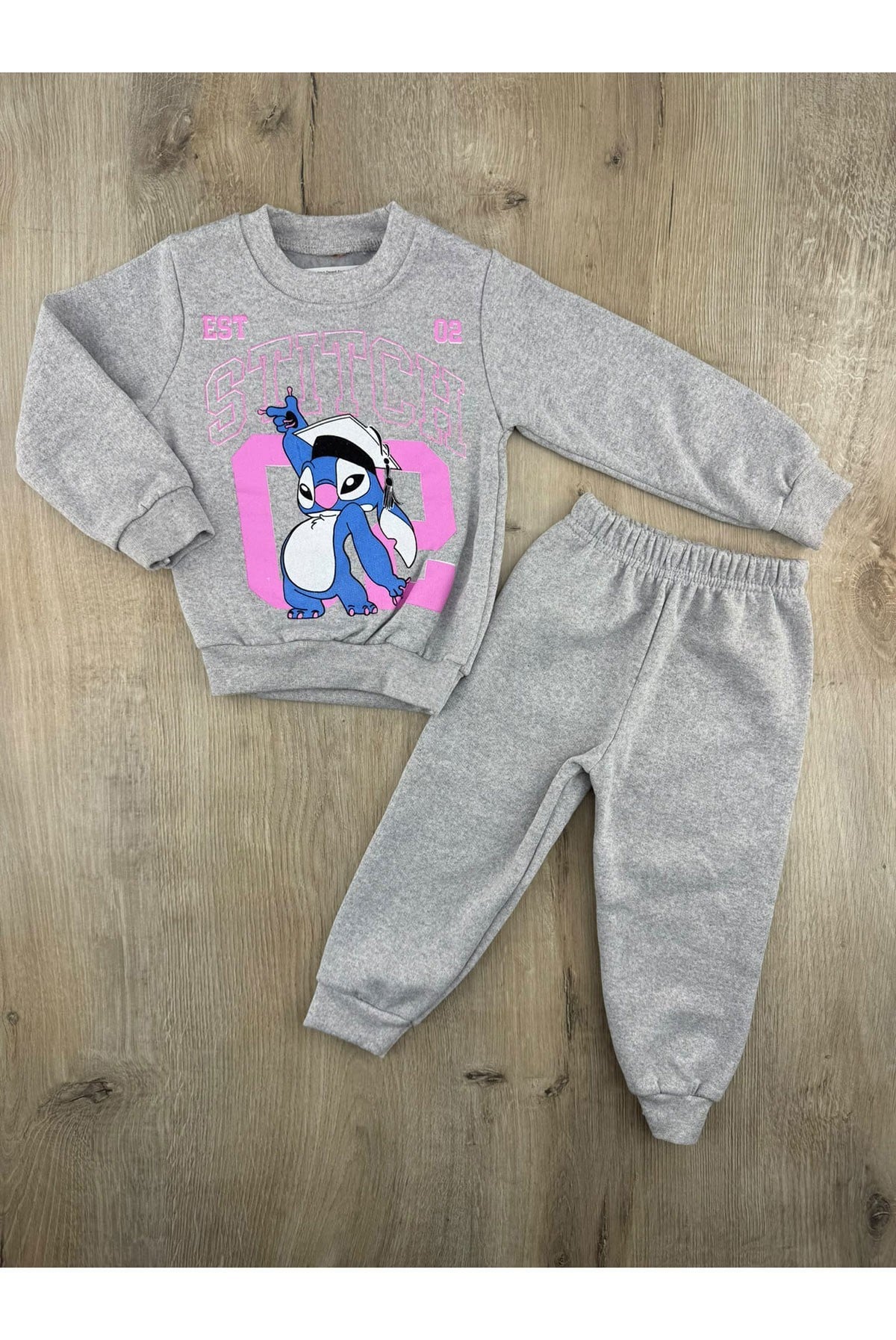 PAŞA (2-6 Yaş) Stitch Desenli Şardonlu Takım