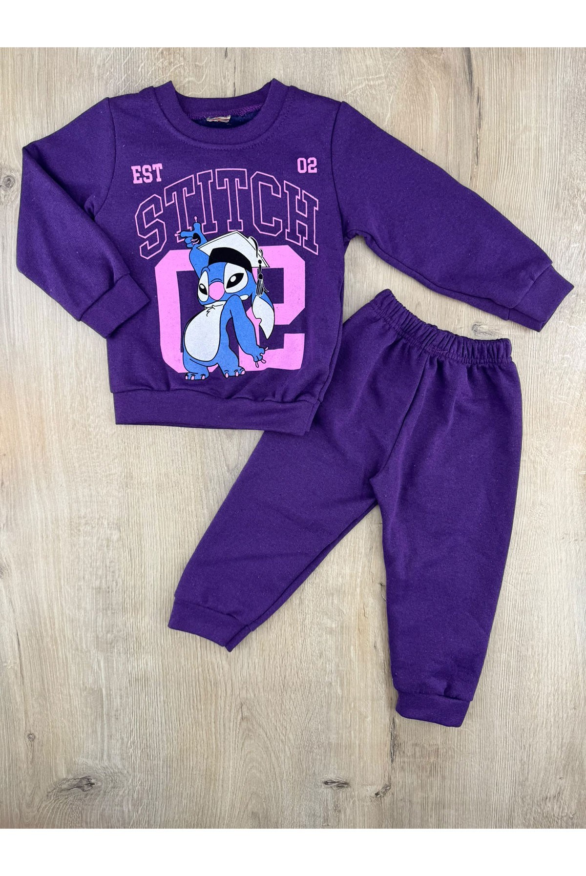 PAŞA (2-6 Yaş) Stitch Desenli Şardonlu Takım