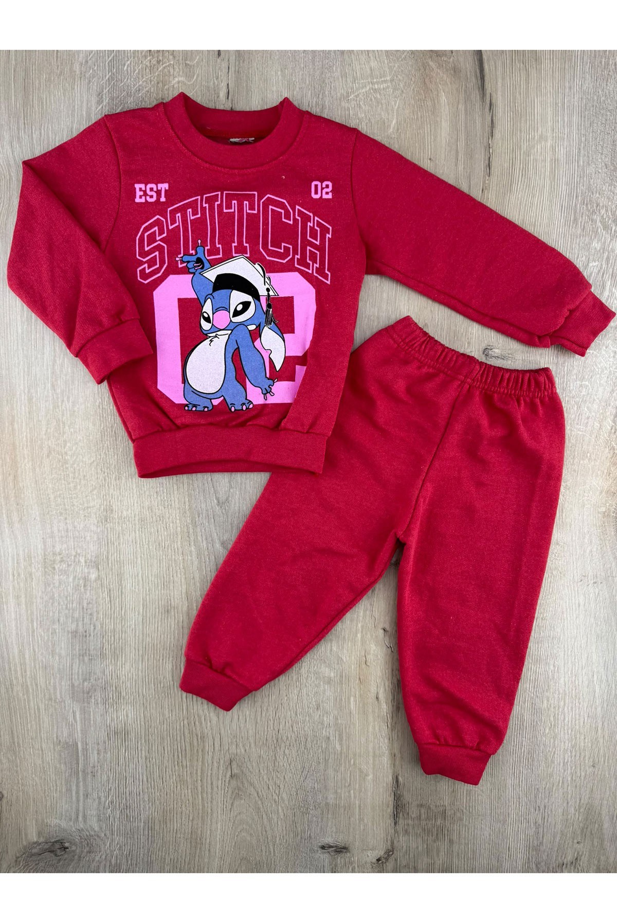 PAŞA (2-6 Yaş) Stitch Desenli Şardonlu Takım