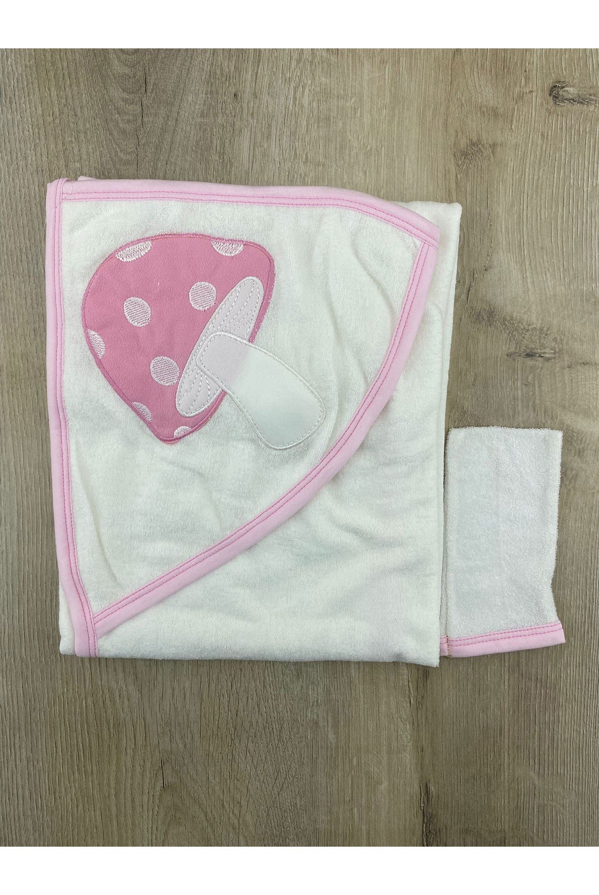 Ruken Baby (0-2 Yaş) Mantar Desenli Banyo Havlusu