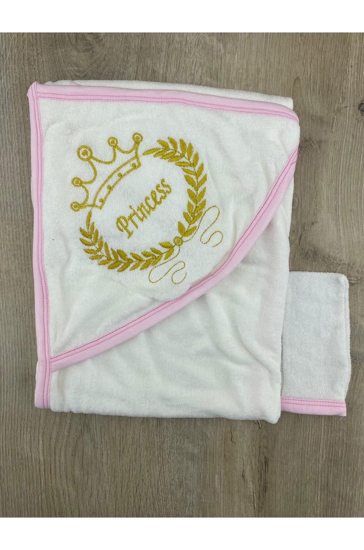 Ruken Baby (0-2 Yaş) Prince-Princess Desenli Banyo Havlusu
