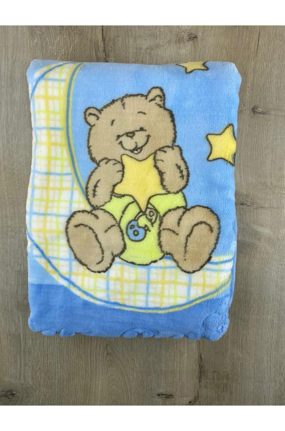 Sarar Ay Yıldız Ayıcık Desenli Bebek Battaniyesi