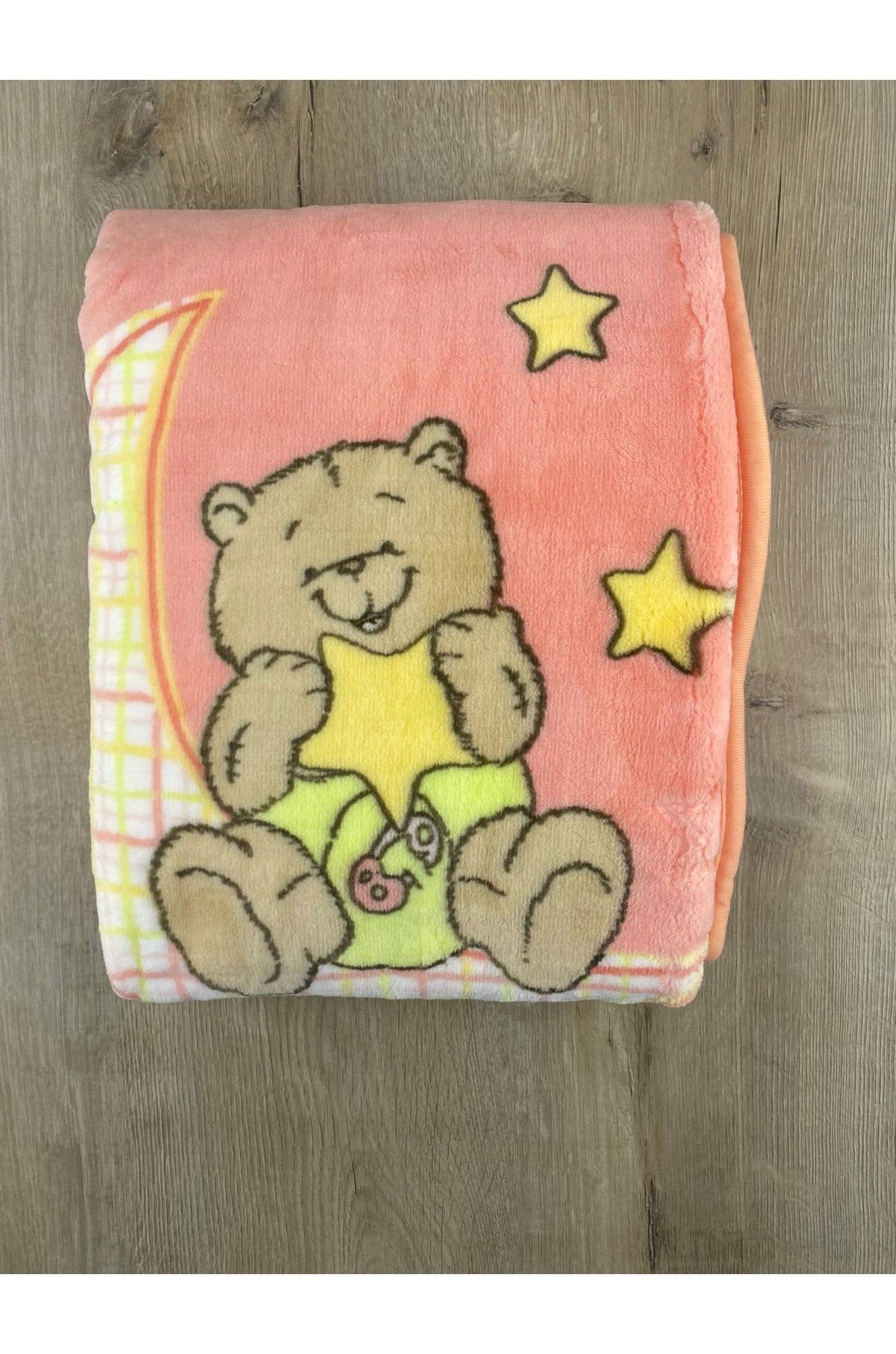 Sarar Ay Yıldız Ayıcık Desenli Bebek Battaniyesi