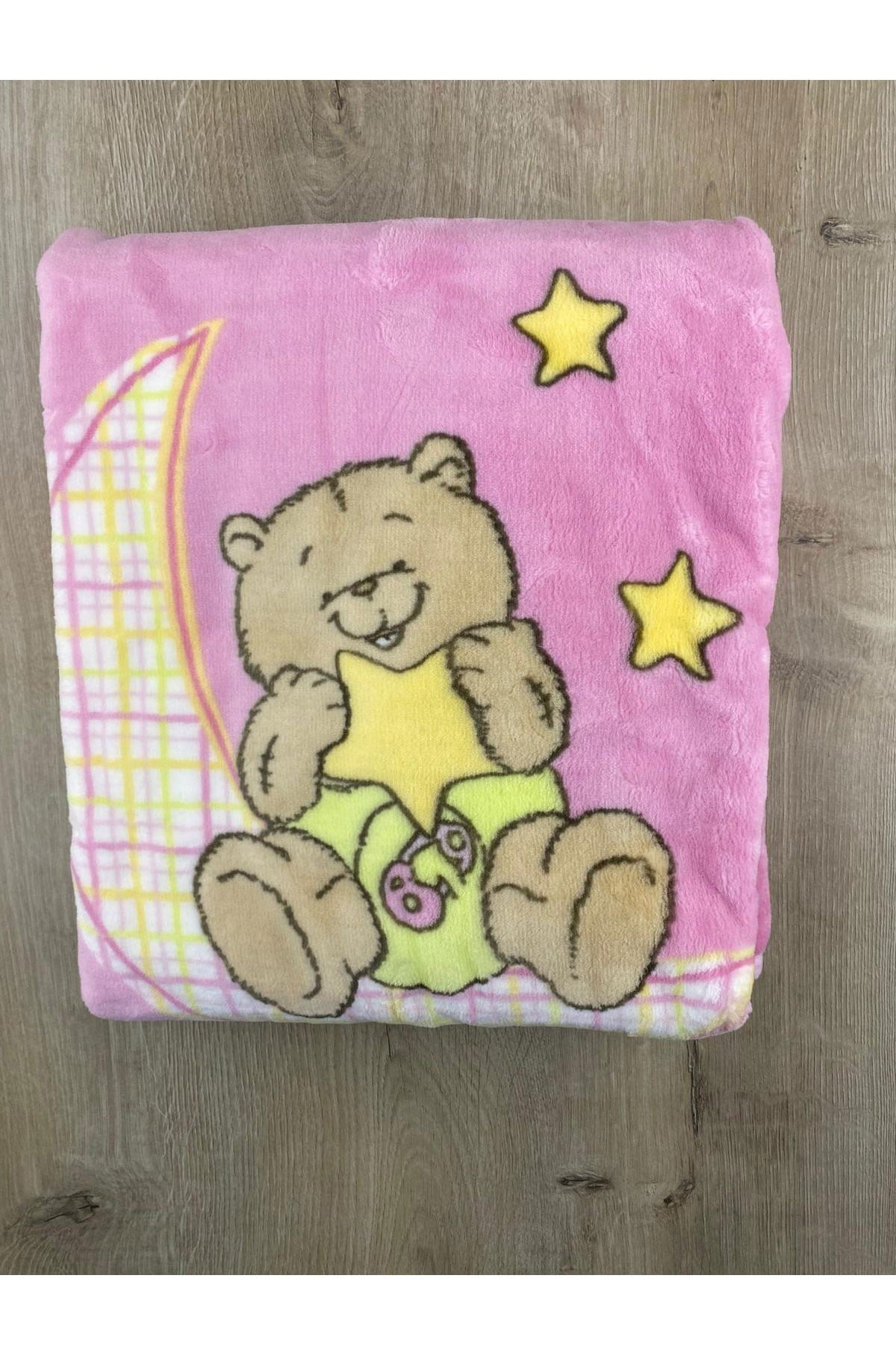 Sarar Ay Yıldız Ayıcık Desenli Bebek Battaniyesi