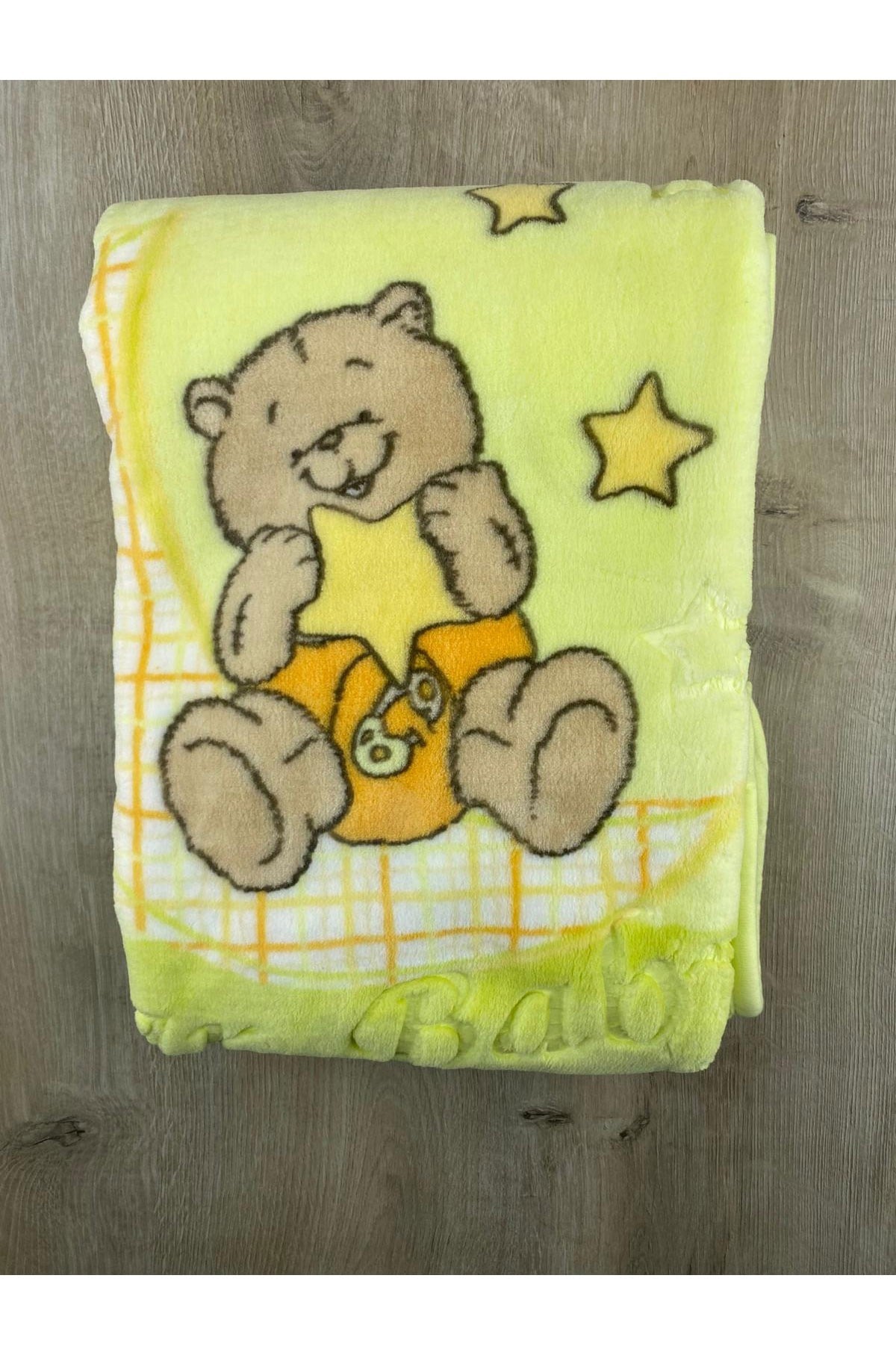Sarar Ay Yıldız Ayıcık Desenli Bebek Battaniyesi